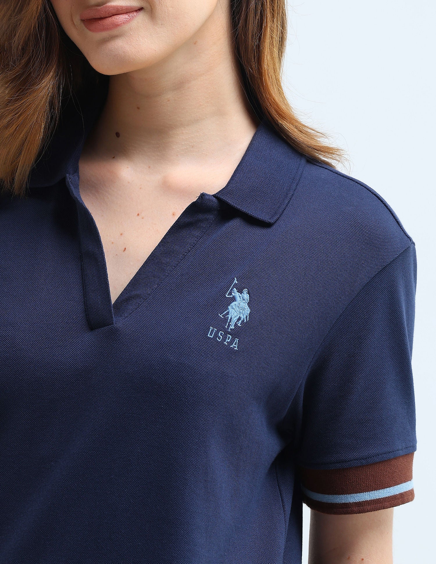 Boxy Fit Tipped Polo Shirt Navy - U.S. POLO ASSN. | Large
