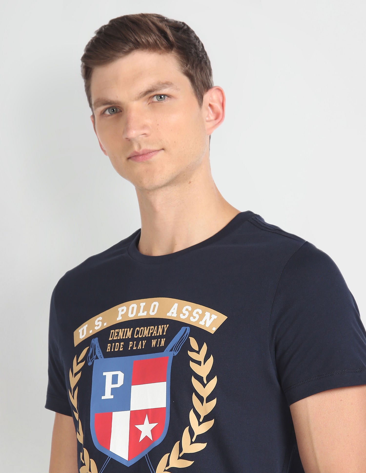 Crew Neck Brand Graphic Print T-Shirt Navy - U.S. POLO ASSN. | Large