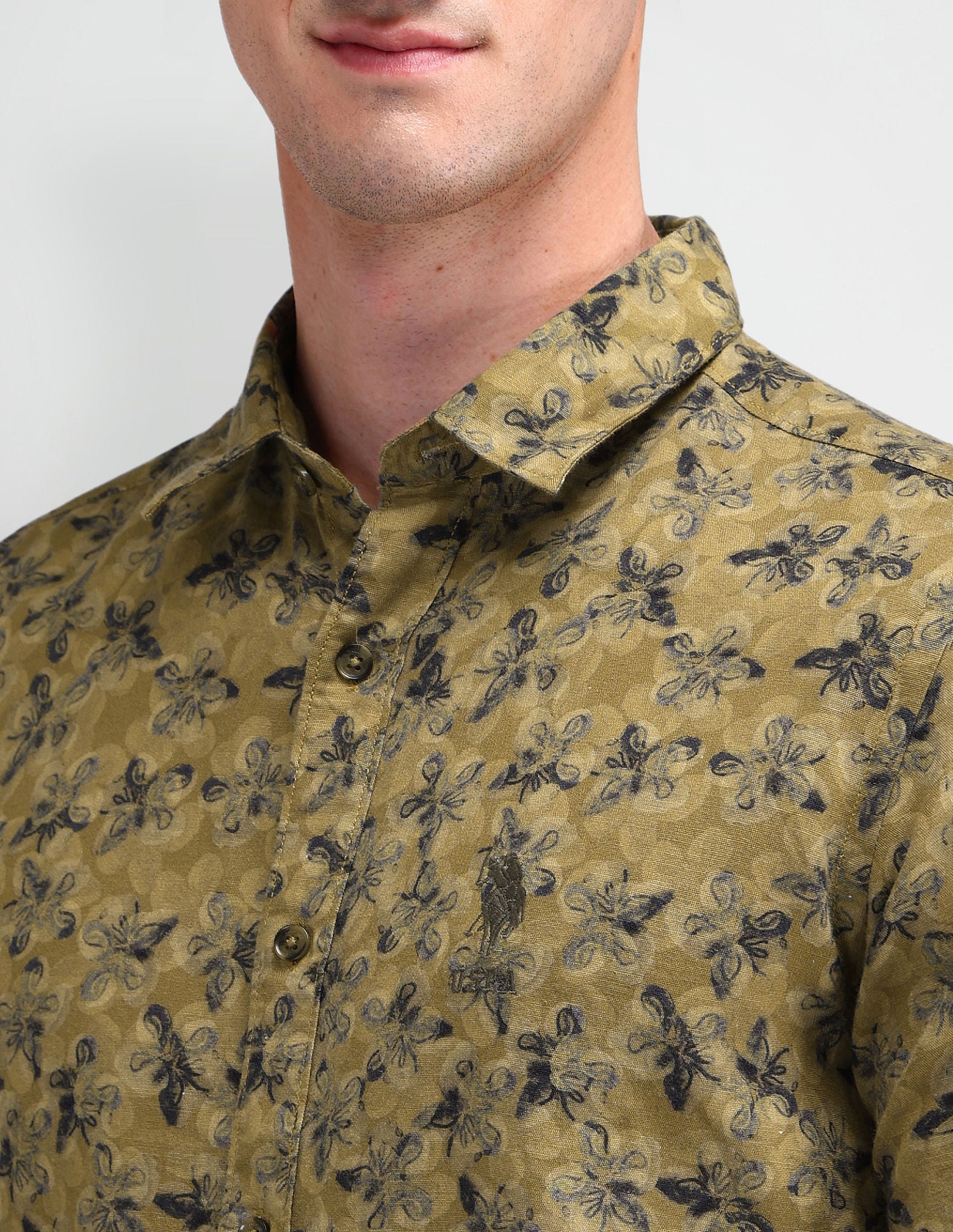 Slim Fit Floral Shirt Olive - U.S. Polo Assn. India | Large