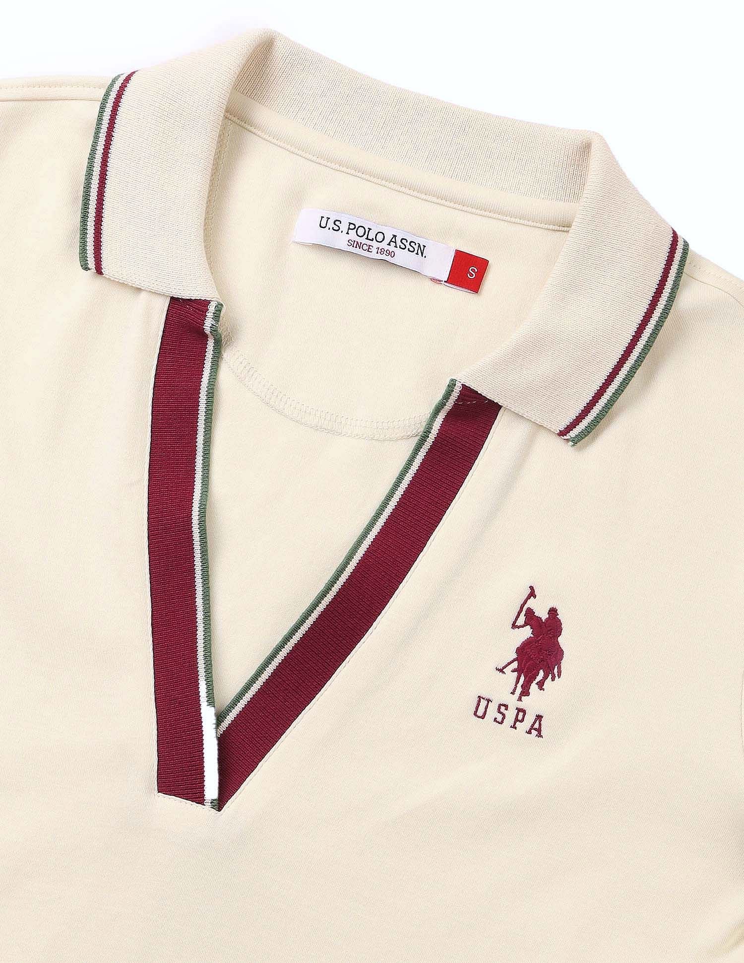 Tipped Collar Regular Fit Polo Shirt Ecru - U.S. POLO ASSN. | Large
