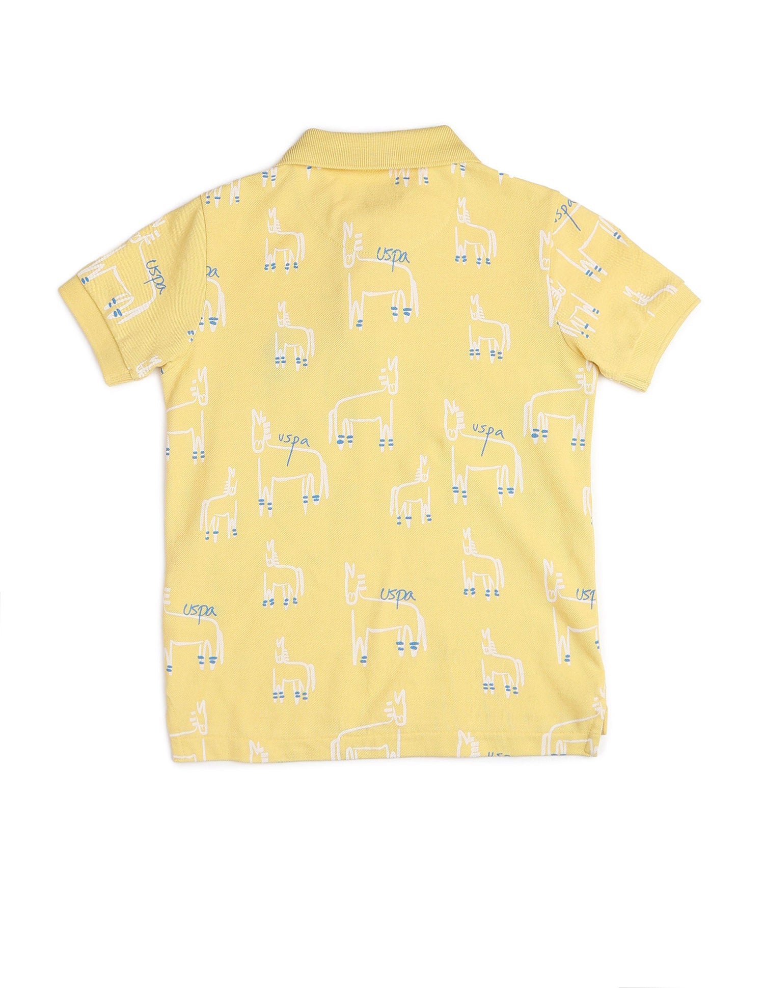Boys All Over Printed Regular Fit Polo Shirt Yellow - U.S. POLO ASSN. | Large