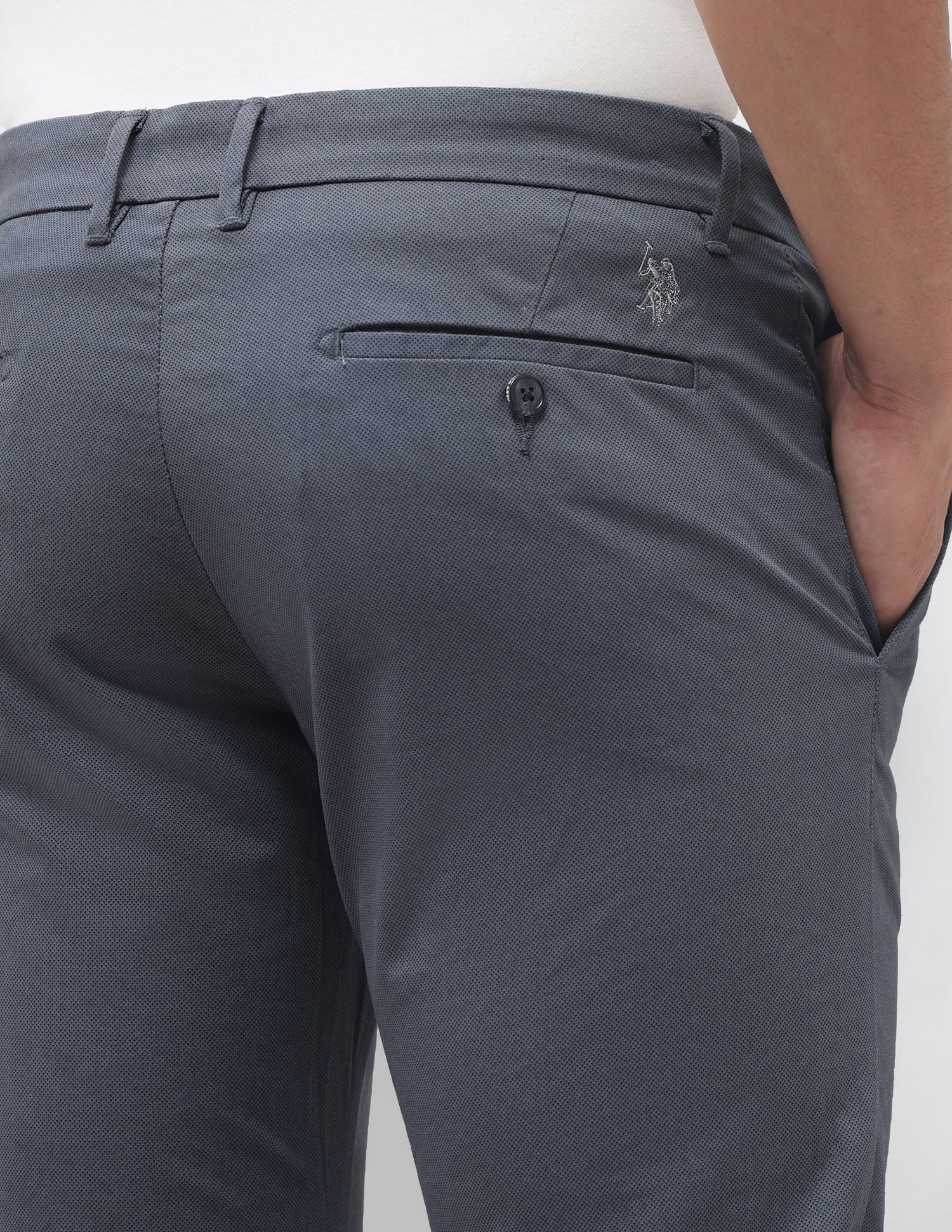 Denver Slim Fit All Over Printed Trousers Navy - U.S. Polo Assn. India | Large