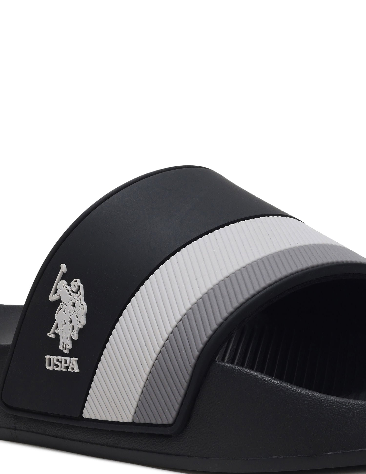 Striped PVC Conex 4.0 Slides Black - U.S. Polo Assn. India | Large