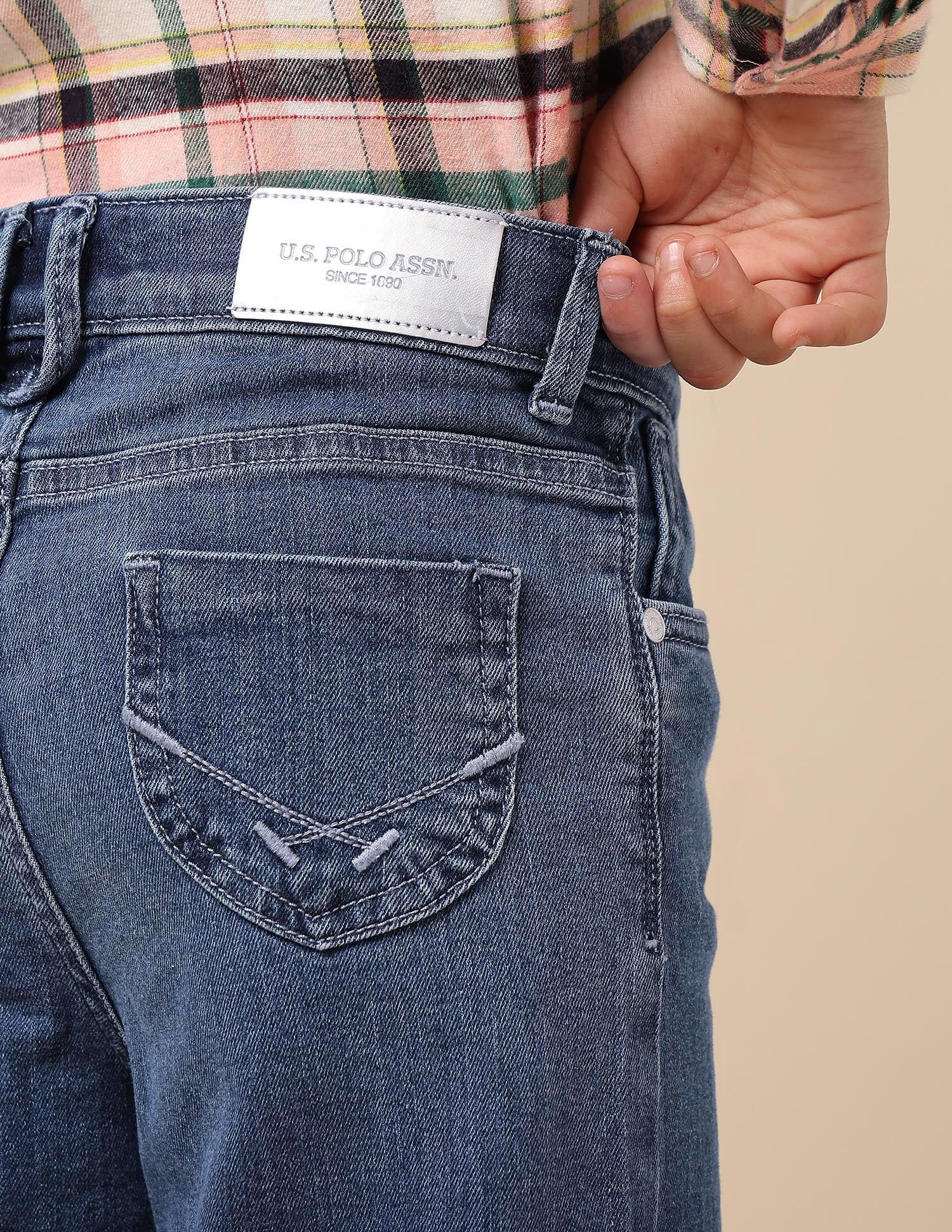 Girls Dyed Wide Leg Fit Jeans Blue - U.S. POLO ASSN. | Large