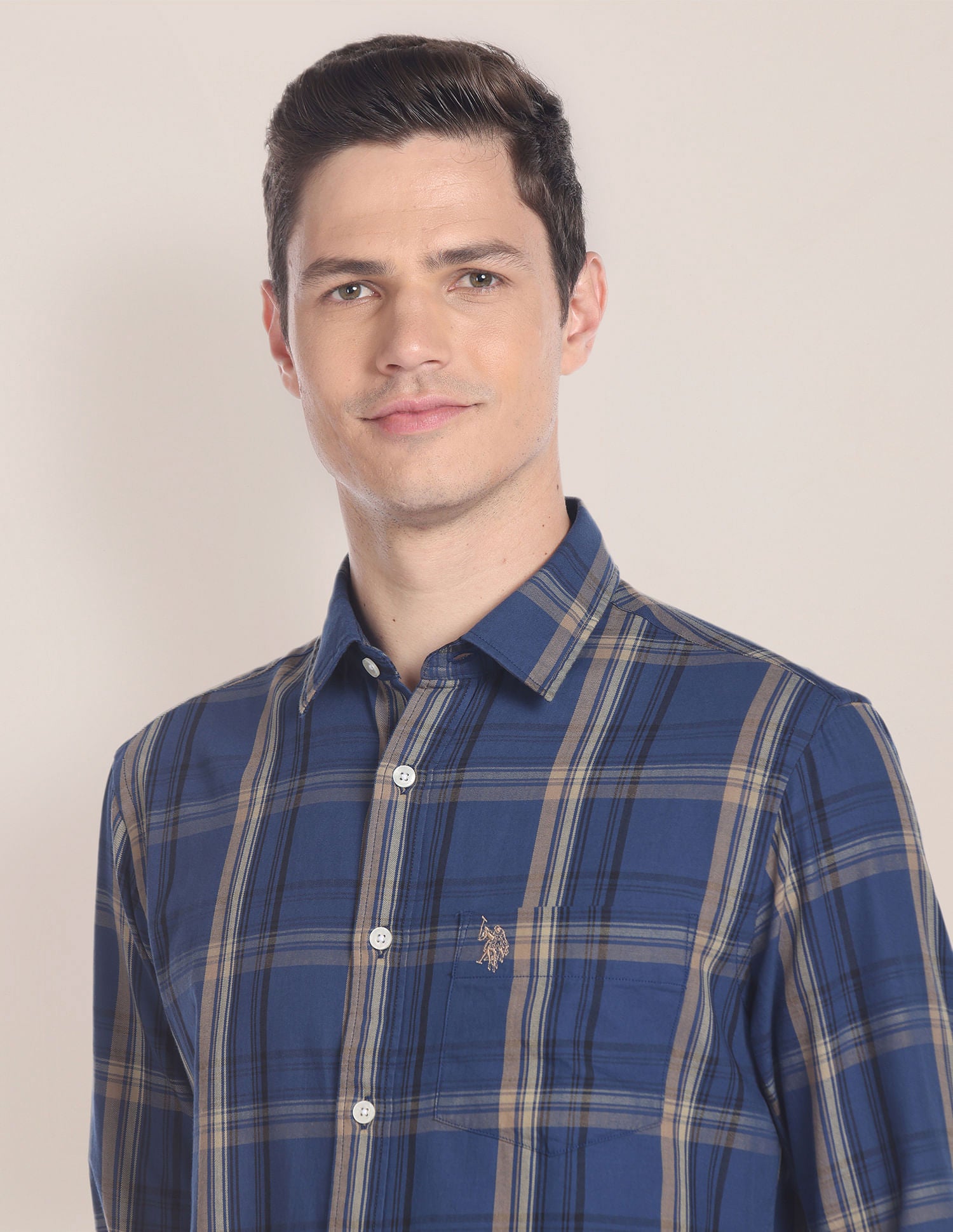 Tartan Check Twill Shirt Blue - U.S. Polo Assn. India | Large