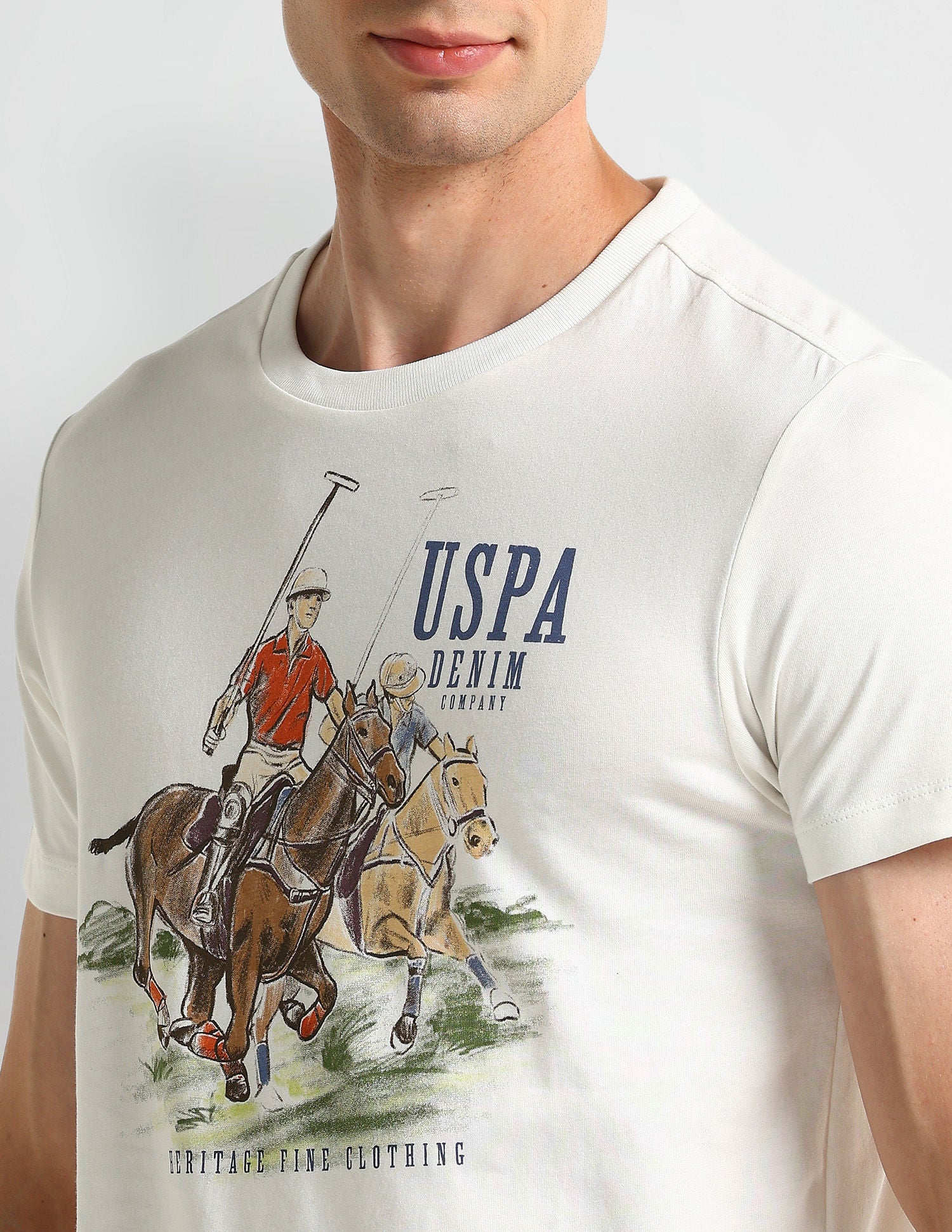 Muscle Fit Graphic T-Shirt White - U.S. Polo Assn. India | Large