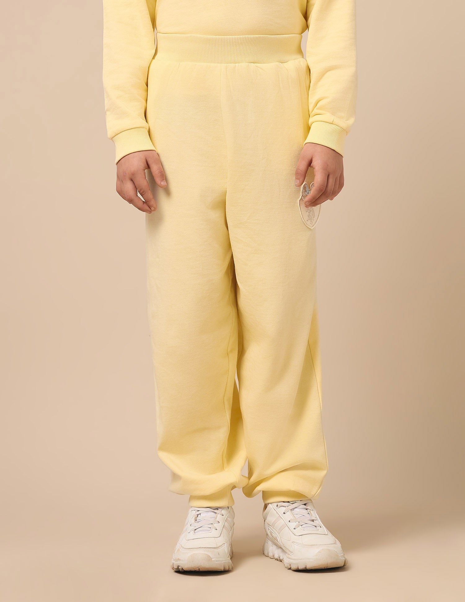 Girls Mid Rise Regular Fit Joggers Light Yellow - U.S. POLO ASSN. | Large