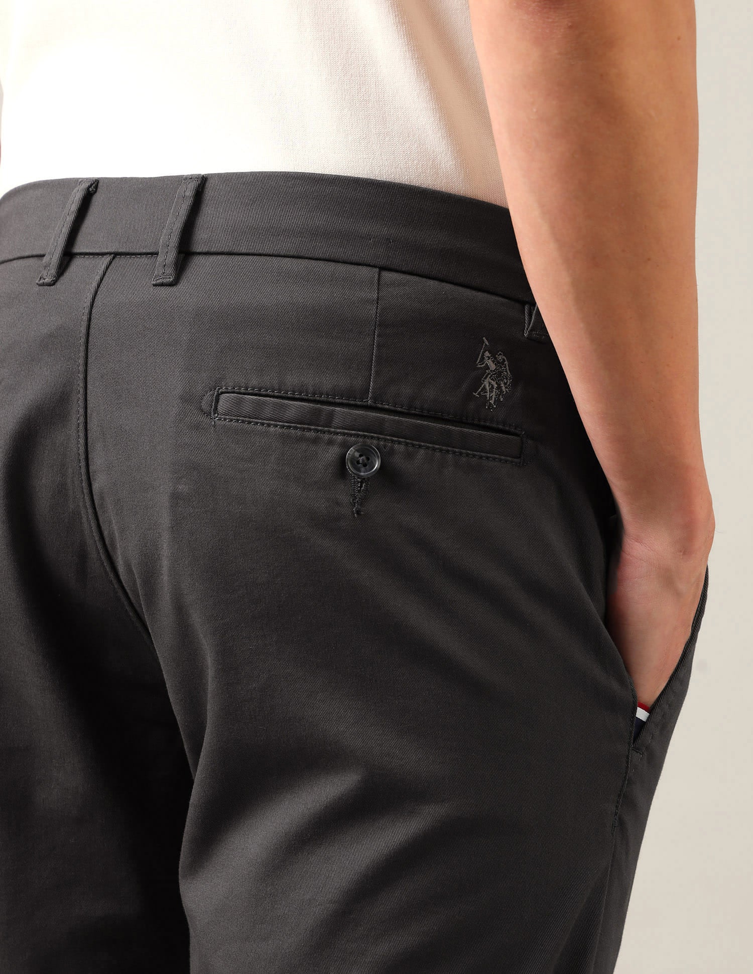 Austin Slim Fit Twill Trousers Grey - U.S. Polo Assn. India | Large