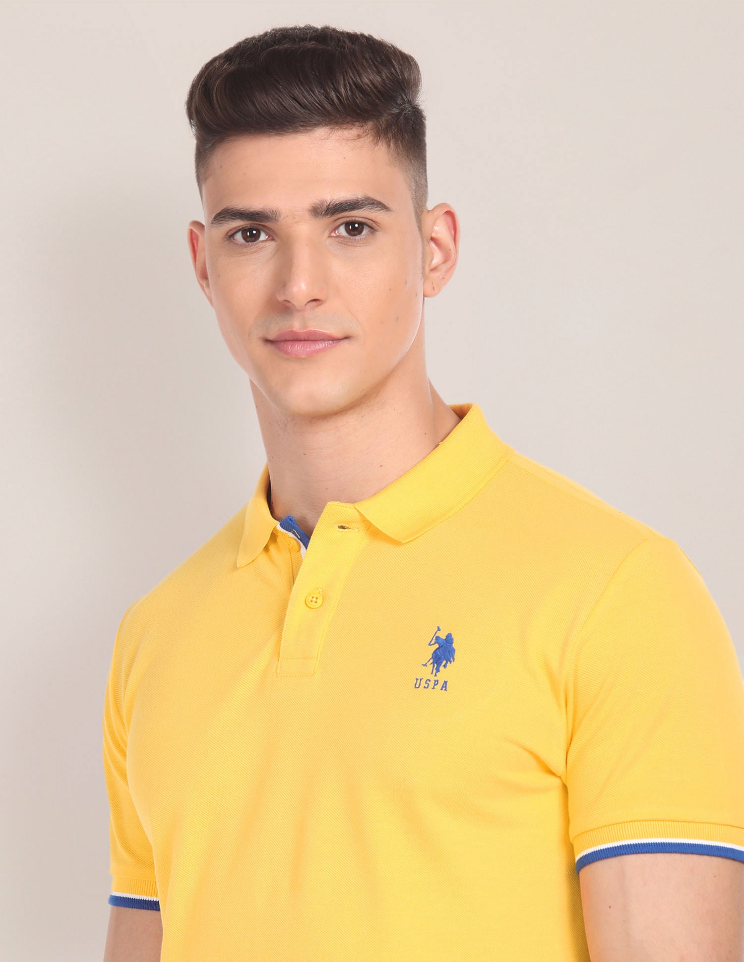 Tipped Collar Slim Fit Polo Shirt Yellow - U.S. POLO ASSN. | Large