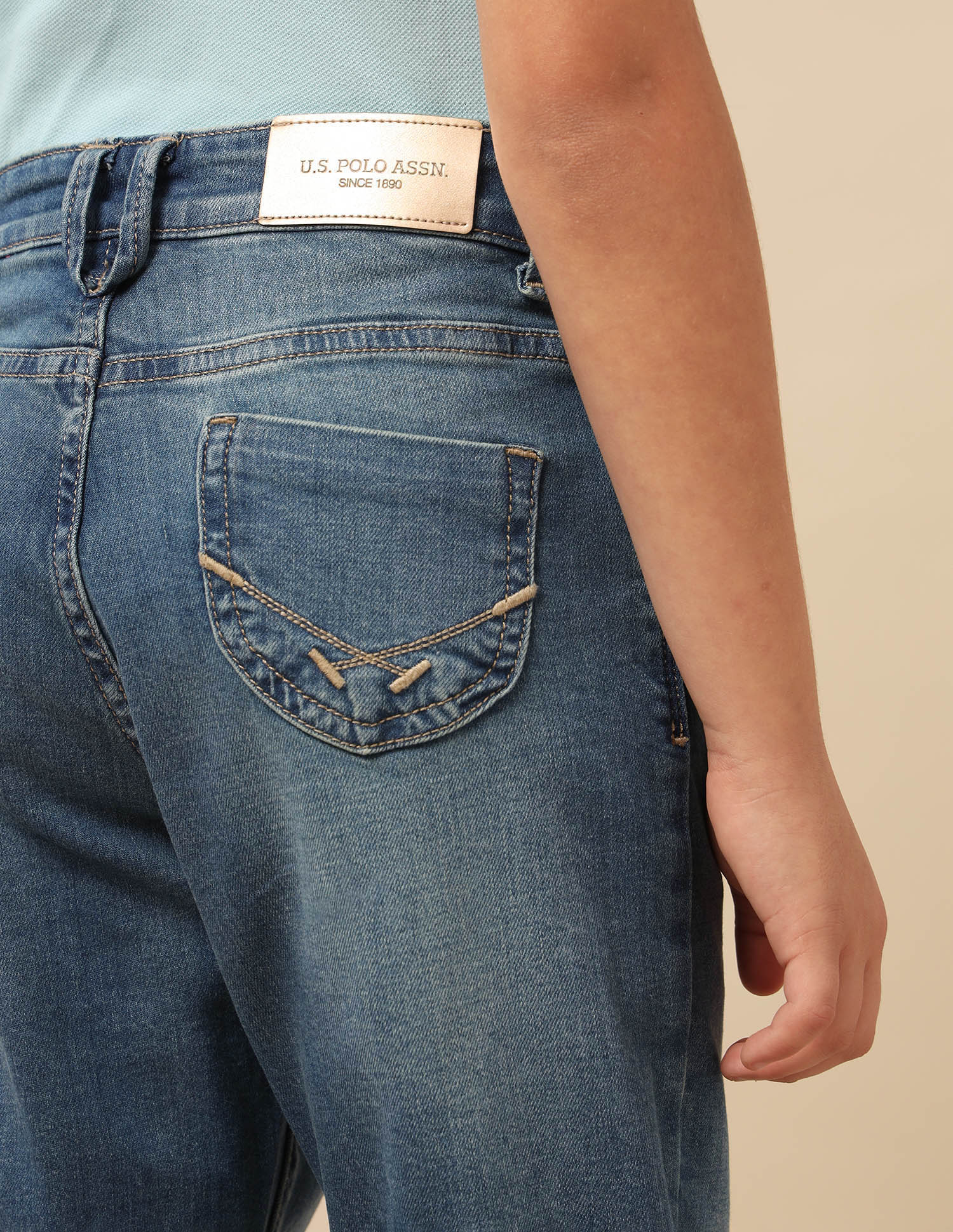 Girls Regular Fit Whiskered Jeans Blue - U.S. POLO ASSN. | Large