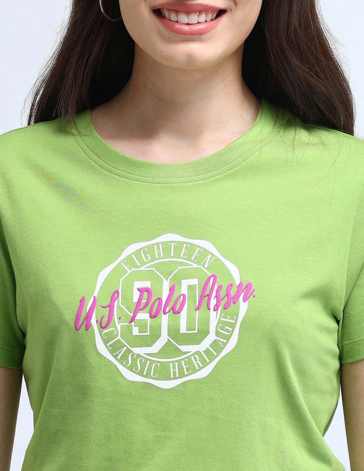 Varsity Print Pure Cotton T-Shirt Light Green - U.S. POLO ASSN. | Large