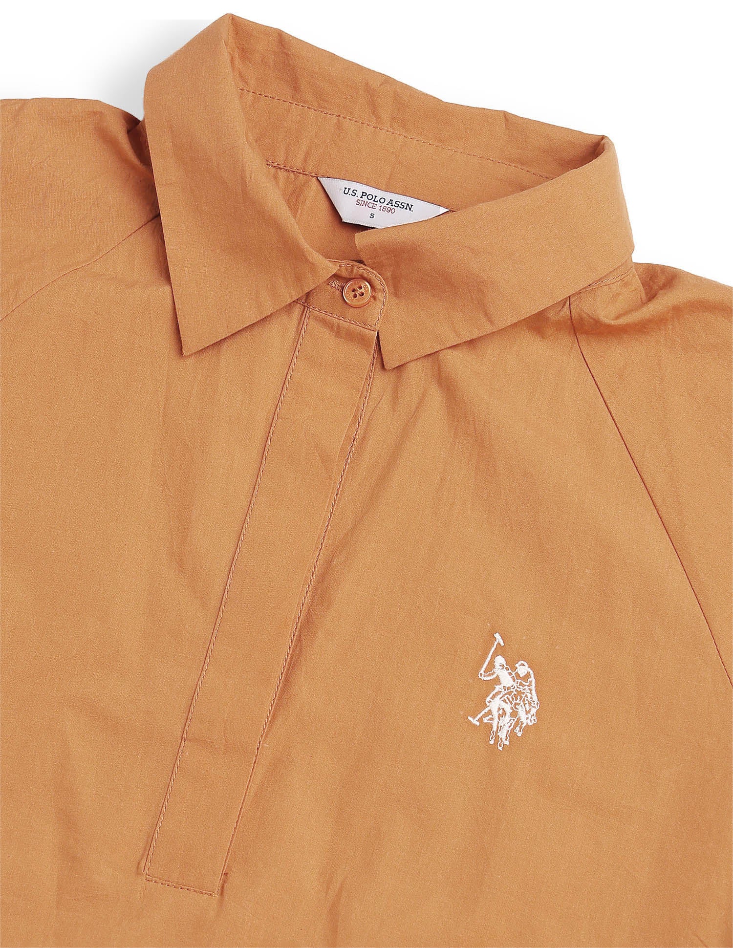 Solid Regular Fit Raglan Shirt Mustard - U.S. Polo Assn. India | Large