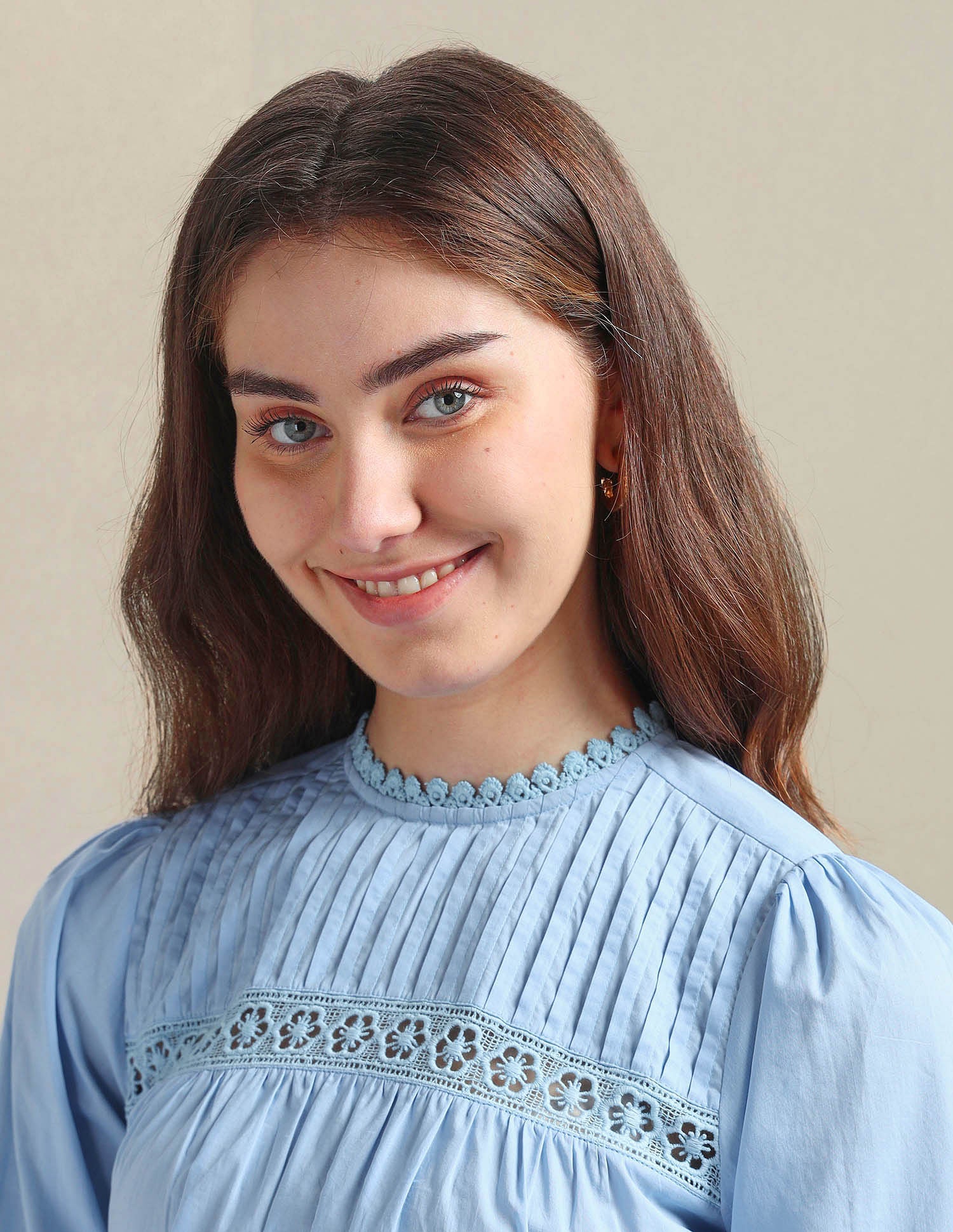 Lace Detail Cotton Top Light Blue - U.S. POLO ASSN. | Large