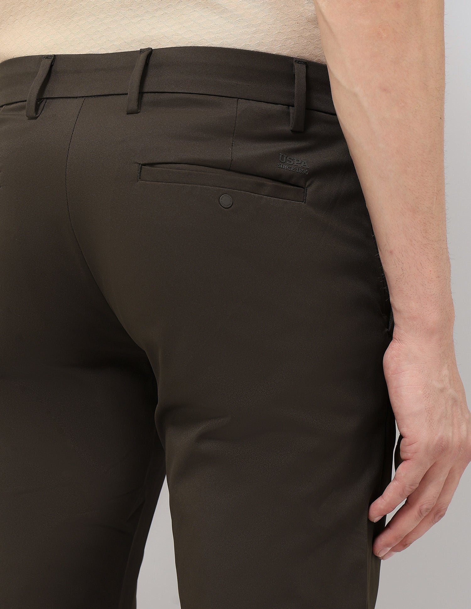 Austin Slim Fit Satin Trousers Choco - U.S. POLO ASSN. | Large