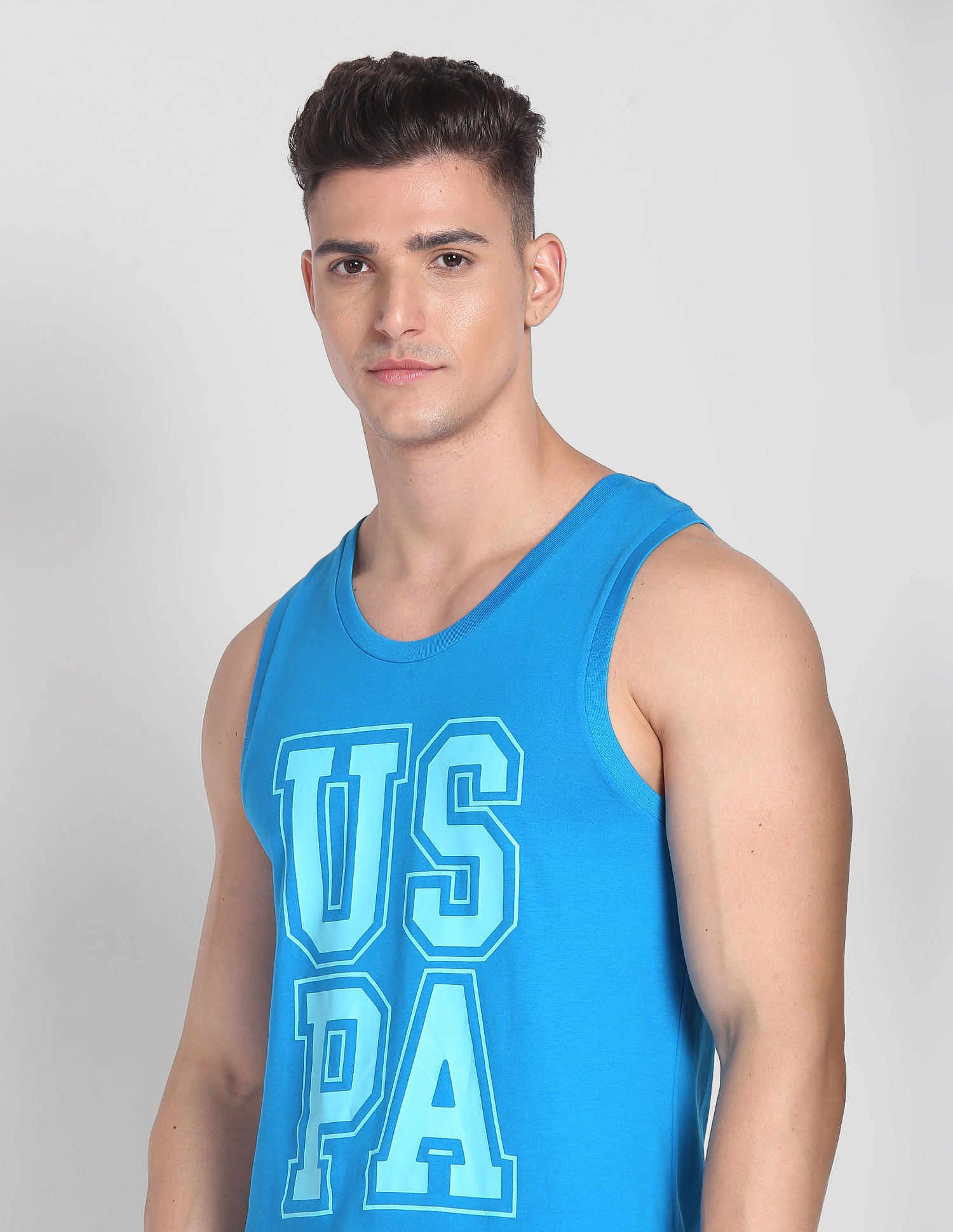 Brand Print Cotton IYBD Vest - Pack Of 1 Dusty Blue - U.S. POLO ASSN. | Large