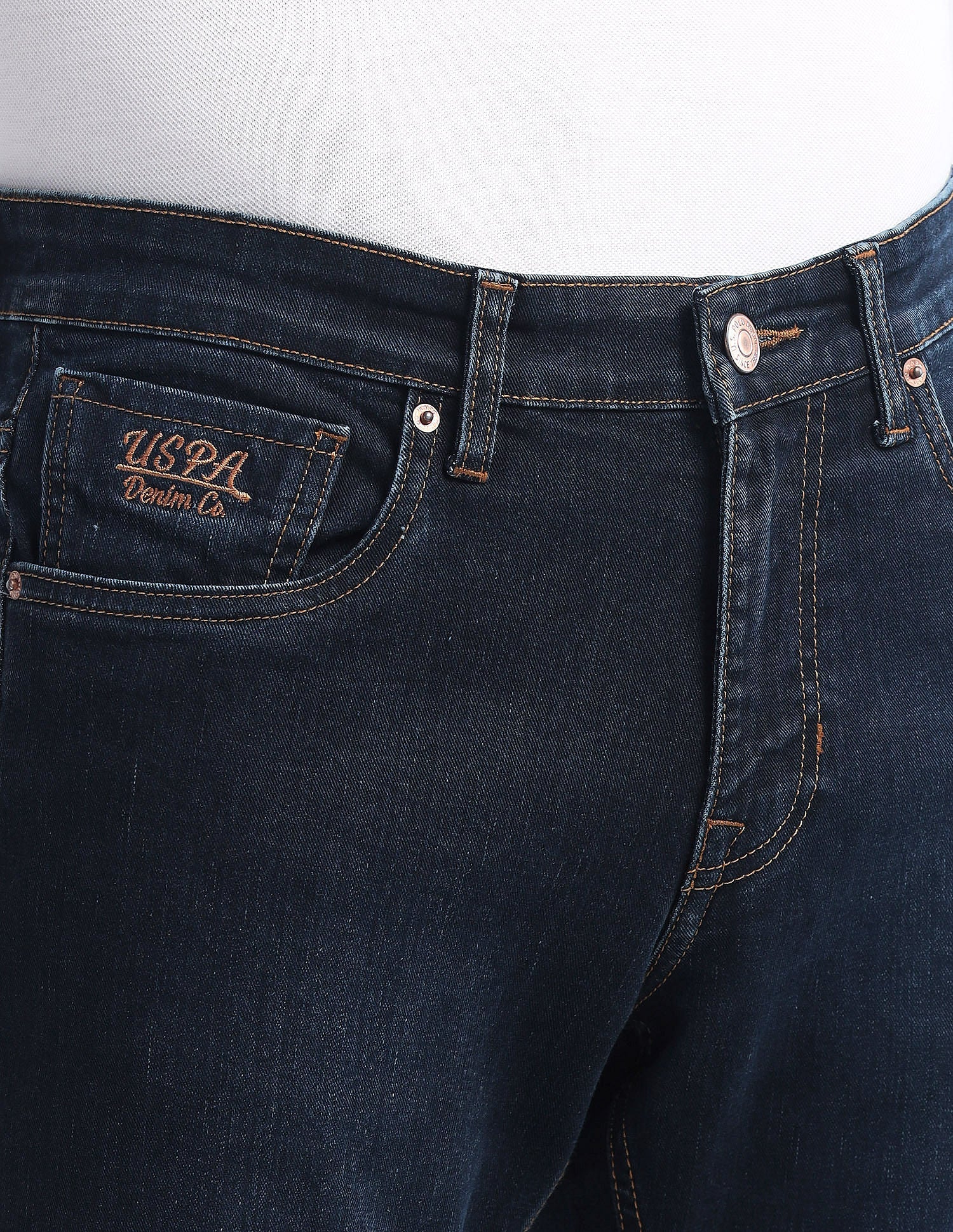 Brandon Slim Tapered Fit Blue Jeans Dark Blue - U.S. Polo Assn. India | Large