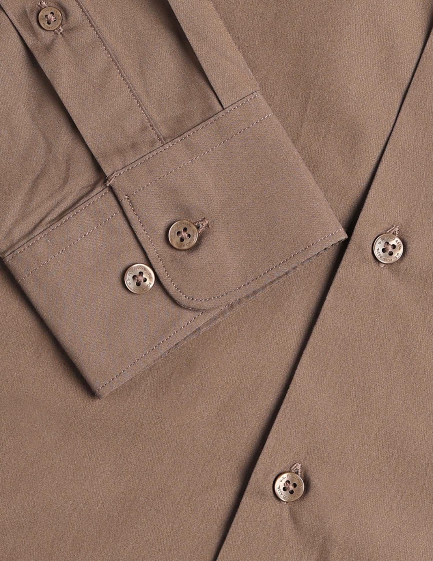 Poplin Tailored Fit Shirt Brown - U.S. POLO ASSN. | Large