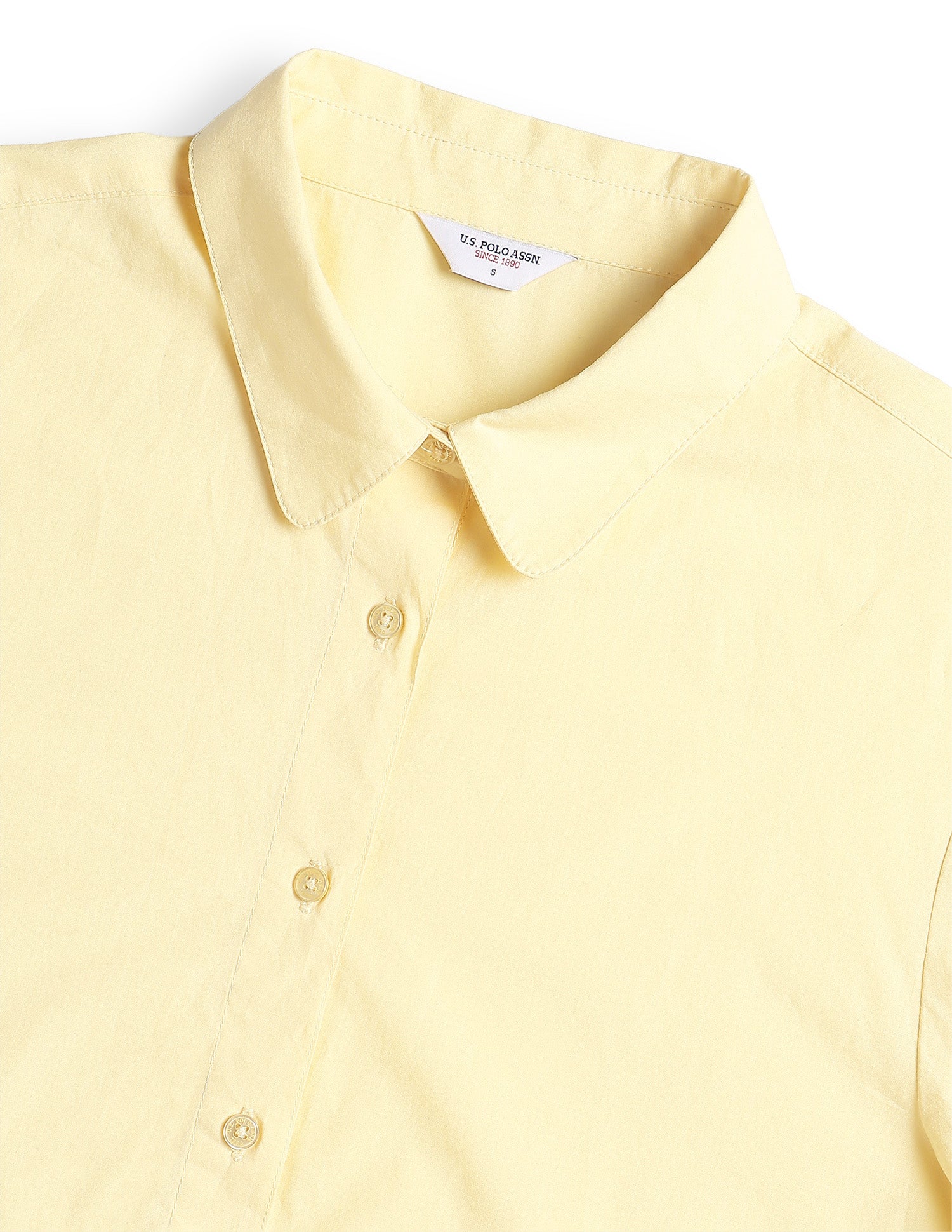 Crochet Solid Relaxed Fit Shirt Light Yellow - U.S. Polo Assn. India | Large