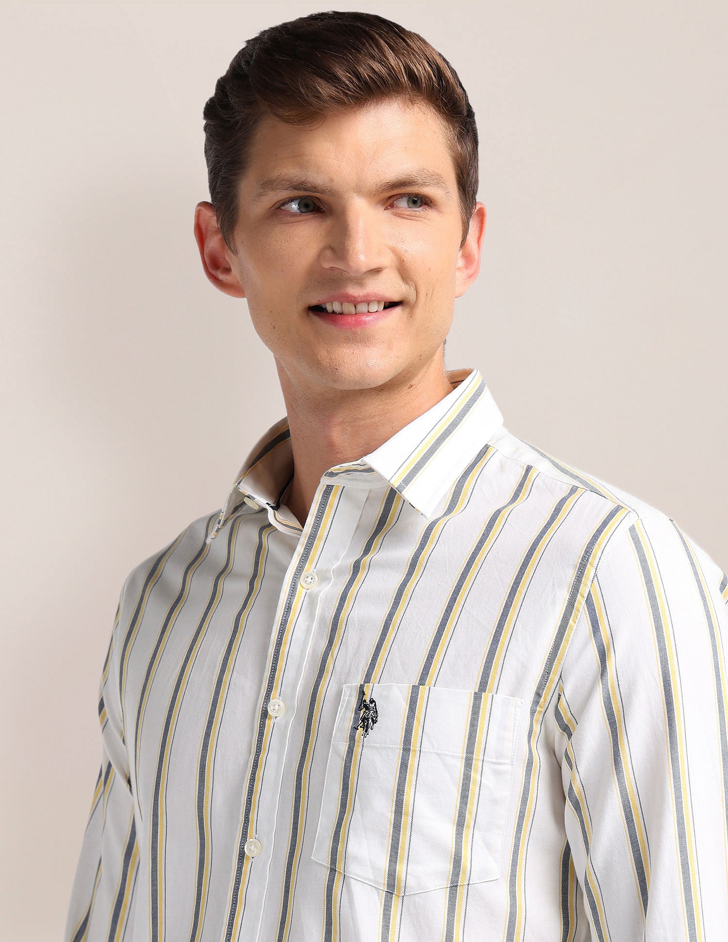 Pure Cotton Stripes Shirt White - U.S. POLO ASSN. | Large