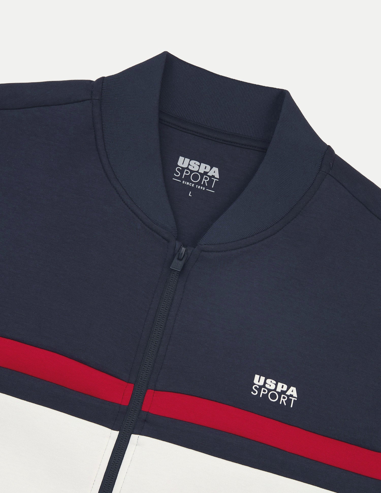 Colour Blocked Slim Fit Active Zipper Sweatshirt Navy - U.S. Polo Assn. India | Large