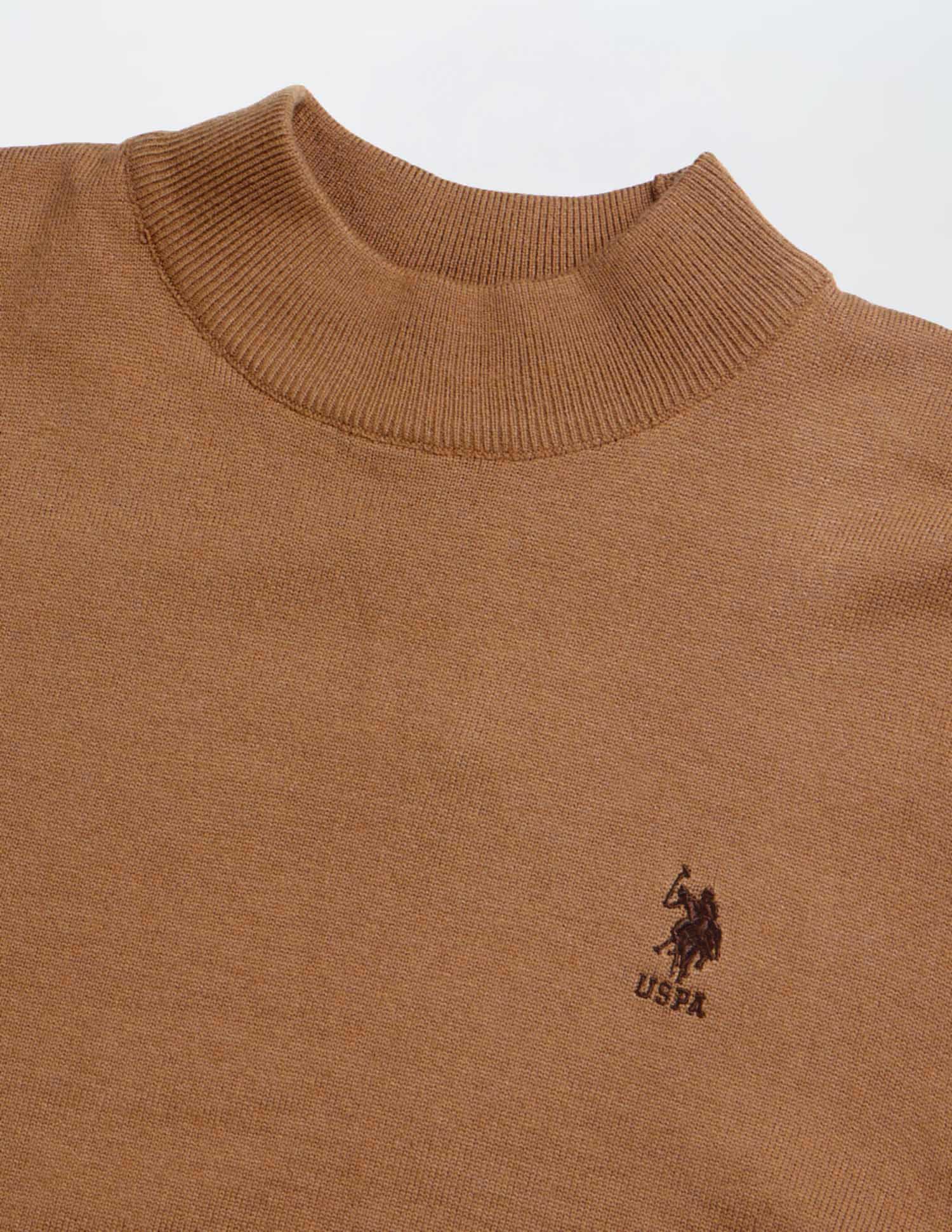 Solid Regular Fit Sweater Mustard - U.S. POLO ASSN. | Large