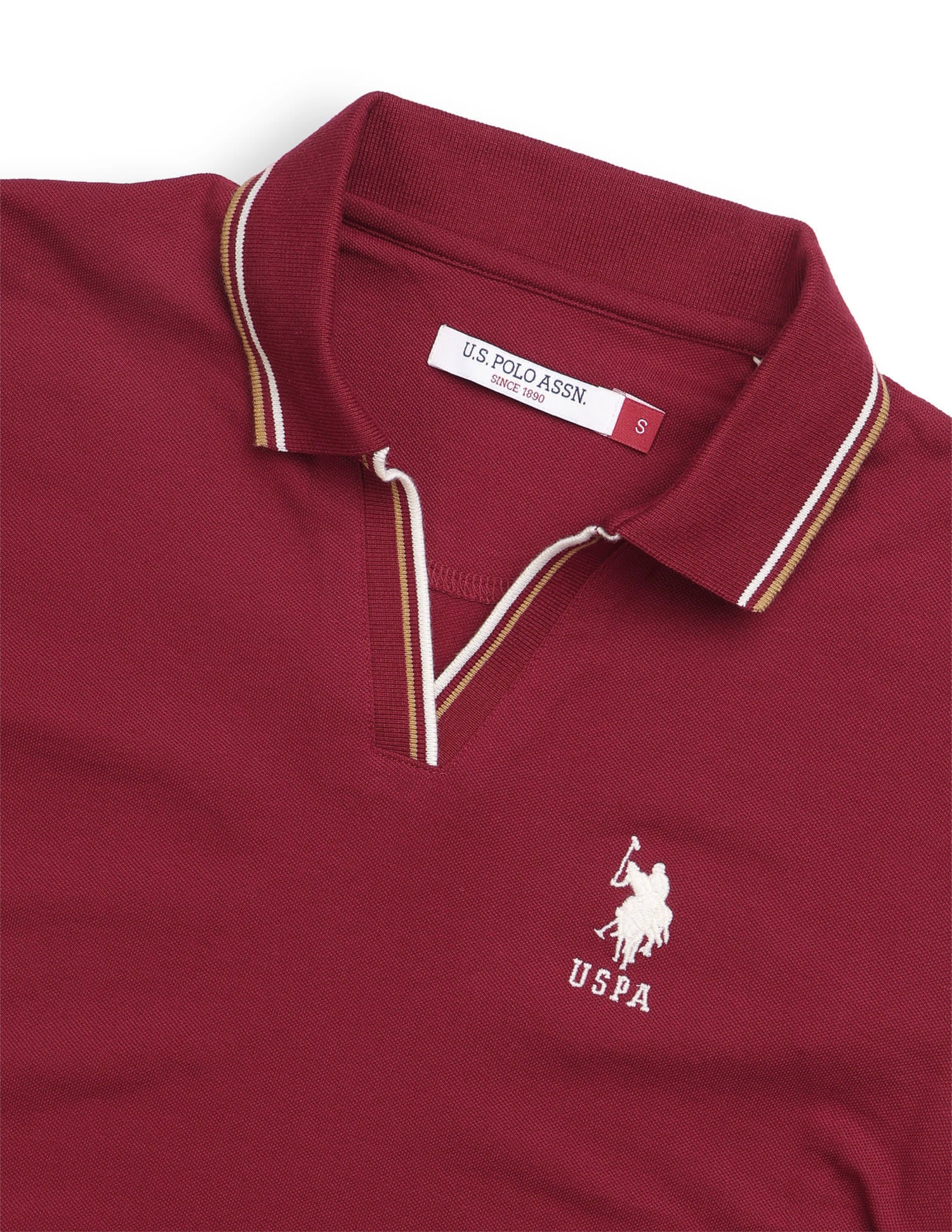 Solid Tipped Collar Regular Fit Polo Shirt Red - U.S. Polo Assn. India | Large
