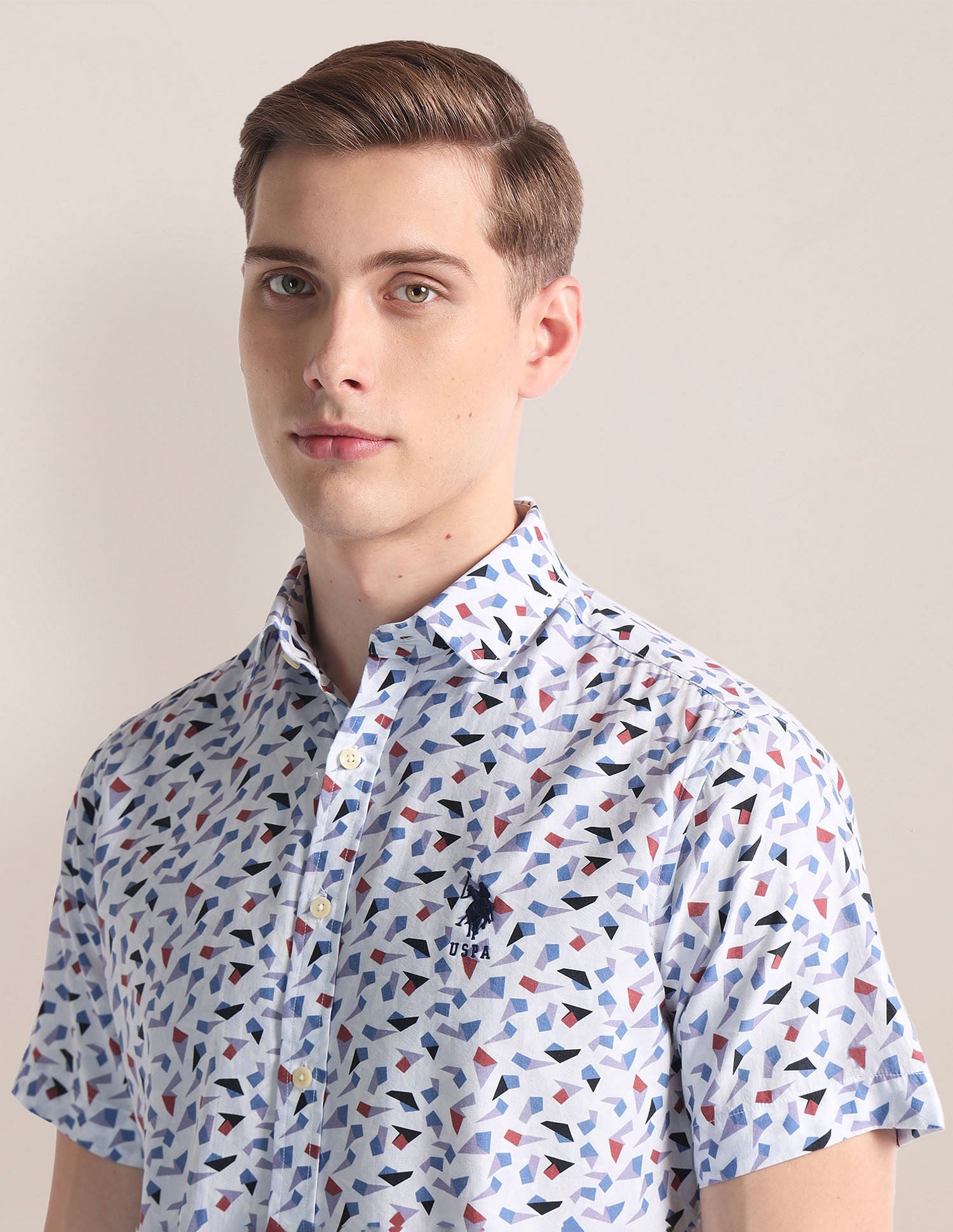 Abstract Print Twill Shirt Blue - U.S. POLO ASSN. | Large