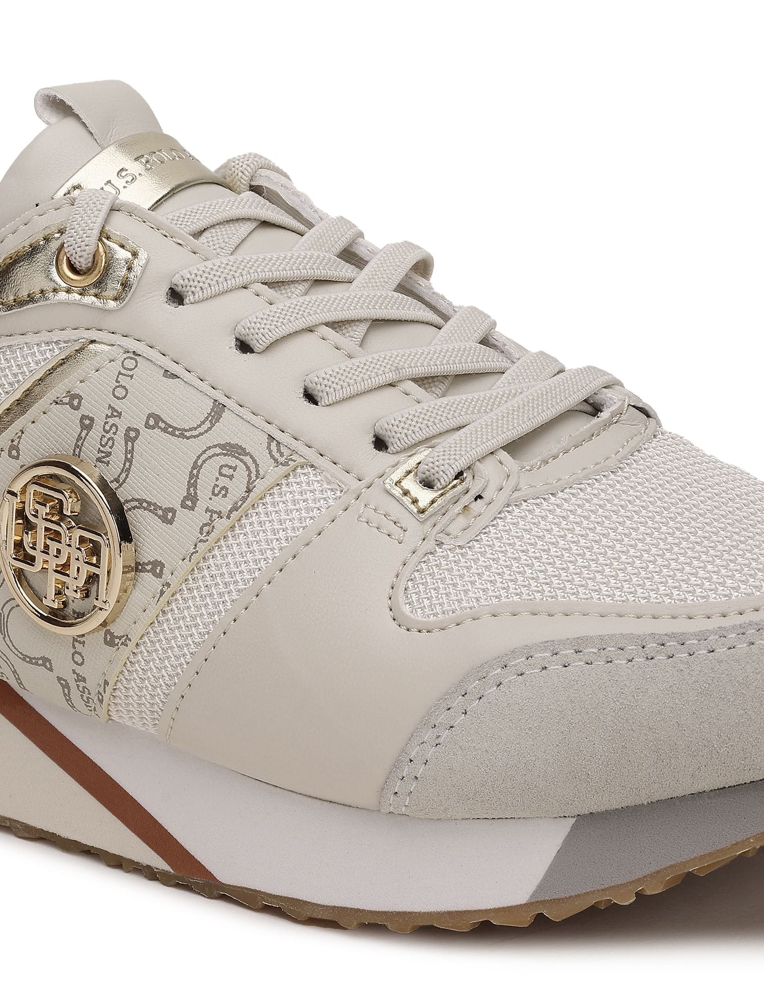 Stella Nude Monogram Print Sneakers Shoes Beige - U.S. Polo Assn. India | Large