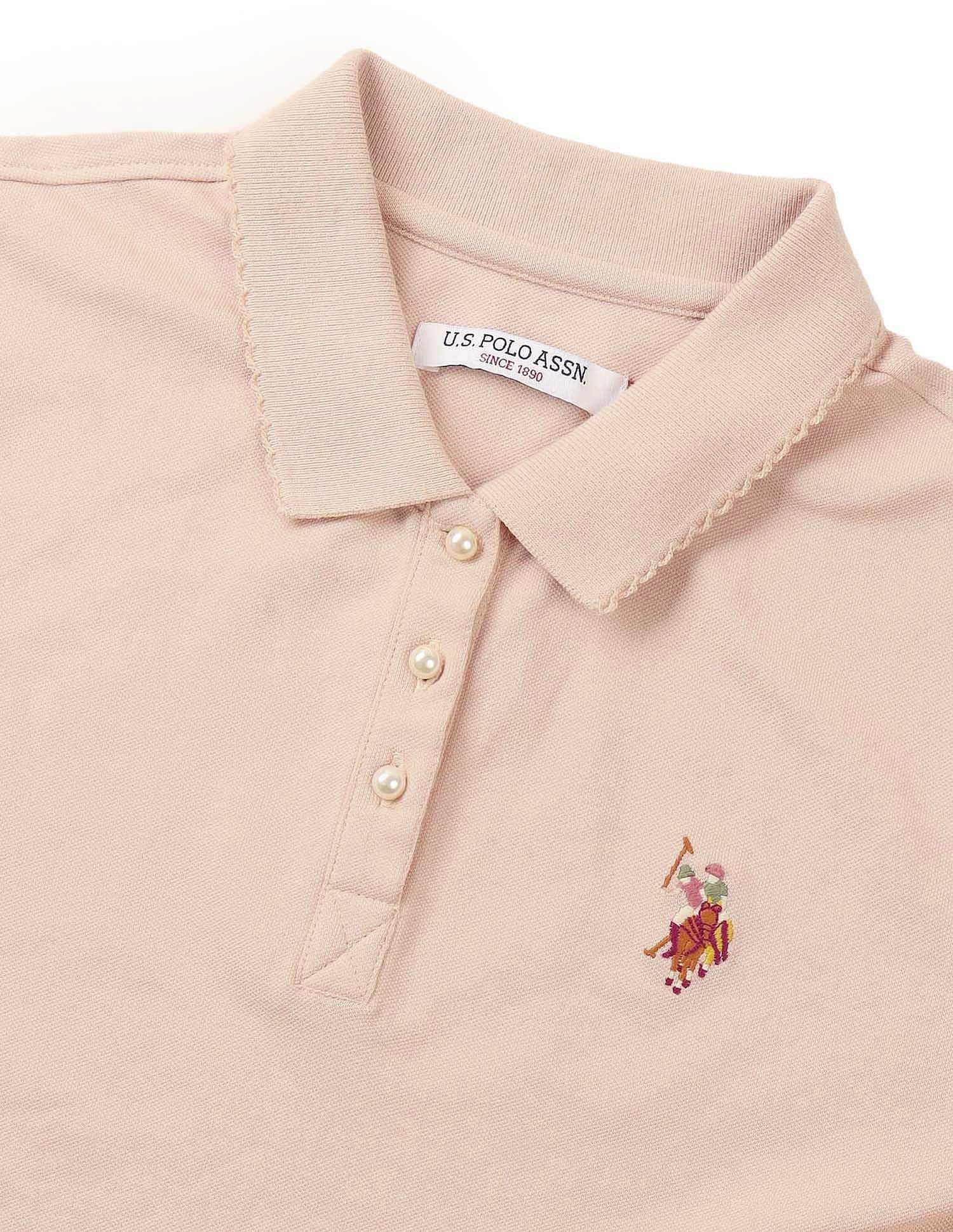 Tipped Collar Boxy Fit Polo Shirt Light Pink - U.S. Polo Assn. India | Large