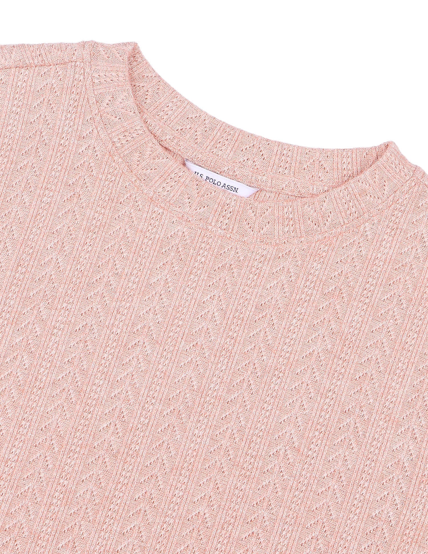 Patterned Knit Fitted Top Light Pink - U.S. Polo Assn. India | Large
