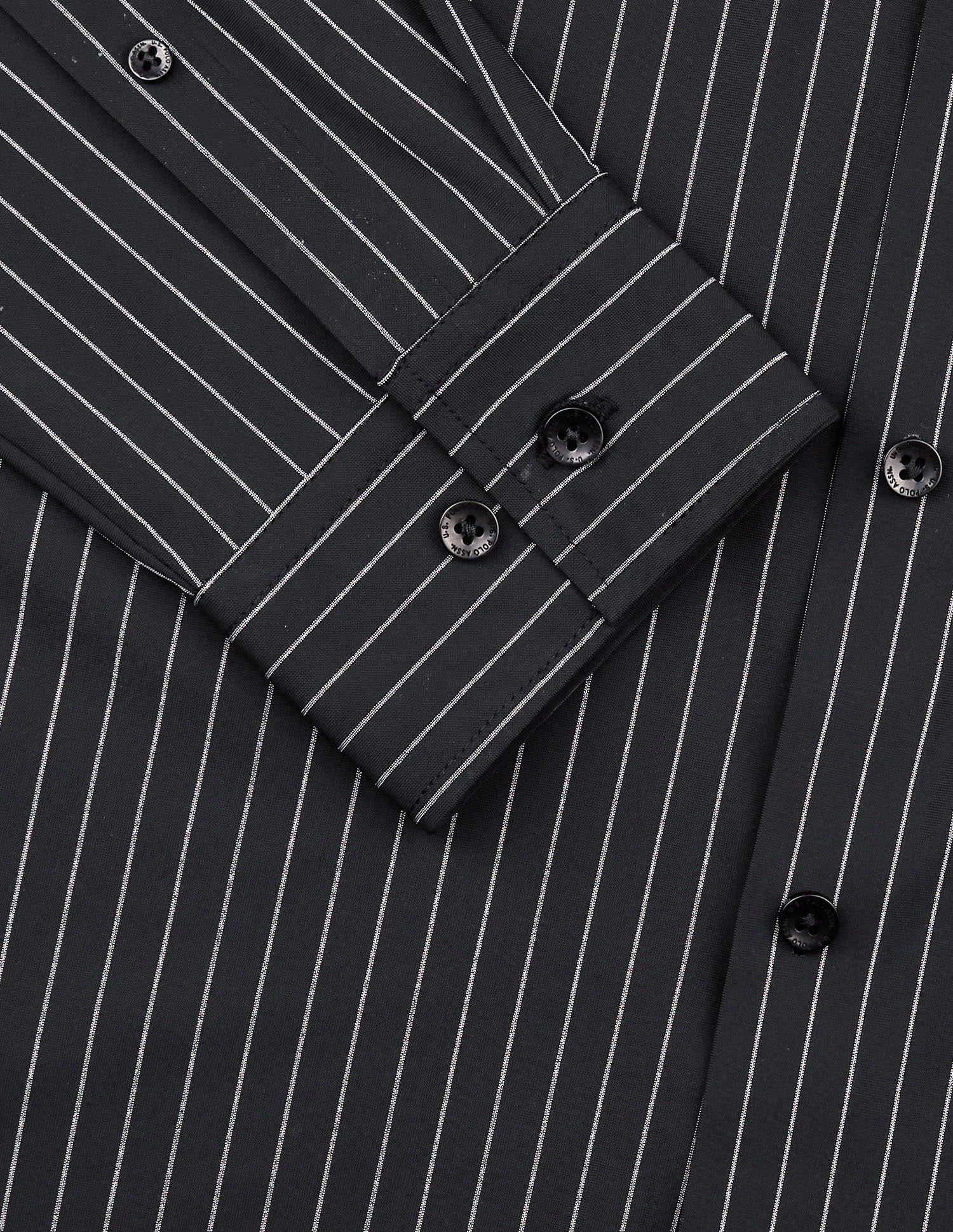 Vertical Striped Knitted Shirt Black - U.S. Polo Assn. India | Large