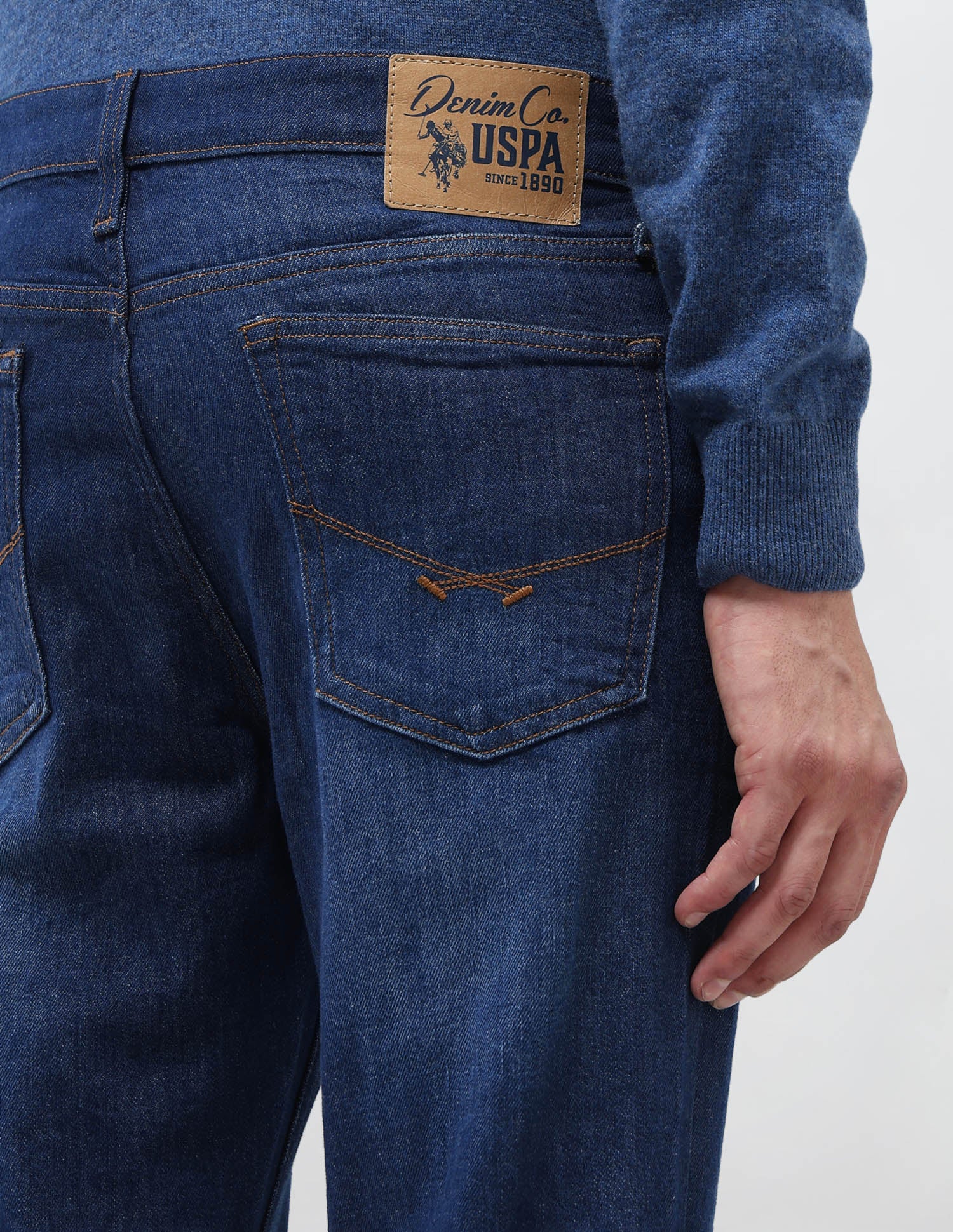 Brandon Slim Tapered Fit Whiskered Jeans Indigo - U.S. POLO ASSN. | Large