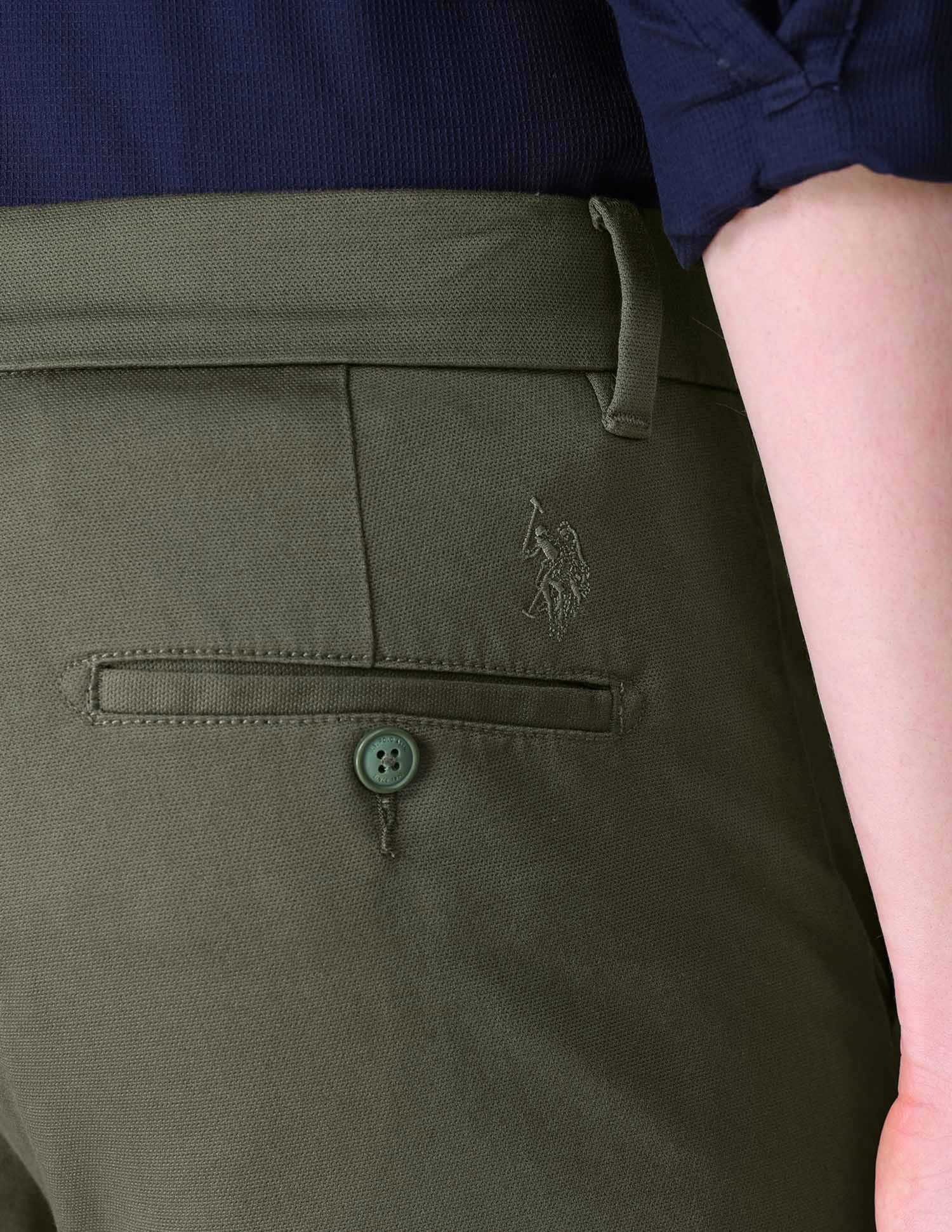 Denver Slim Fit Textured Trousers Olive - U.S. POLO ASSN. | Large