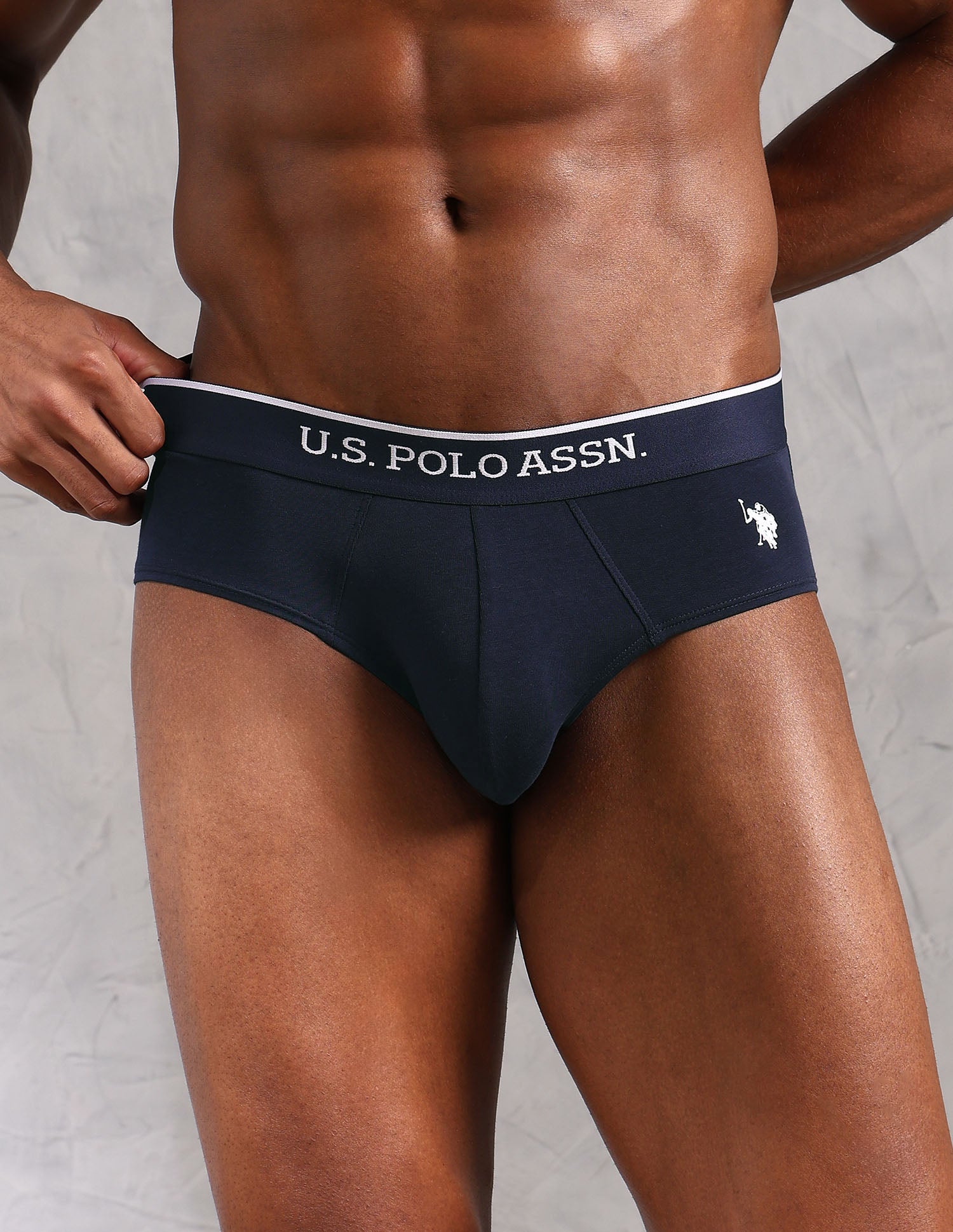 Elasticized Waist Solid EB004 Briefs - Pack Of 2 Olive and Navy - U.S. POLO ASSN. | Large