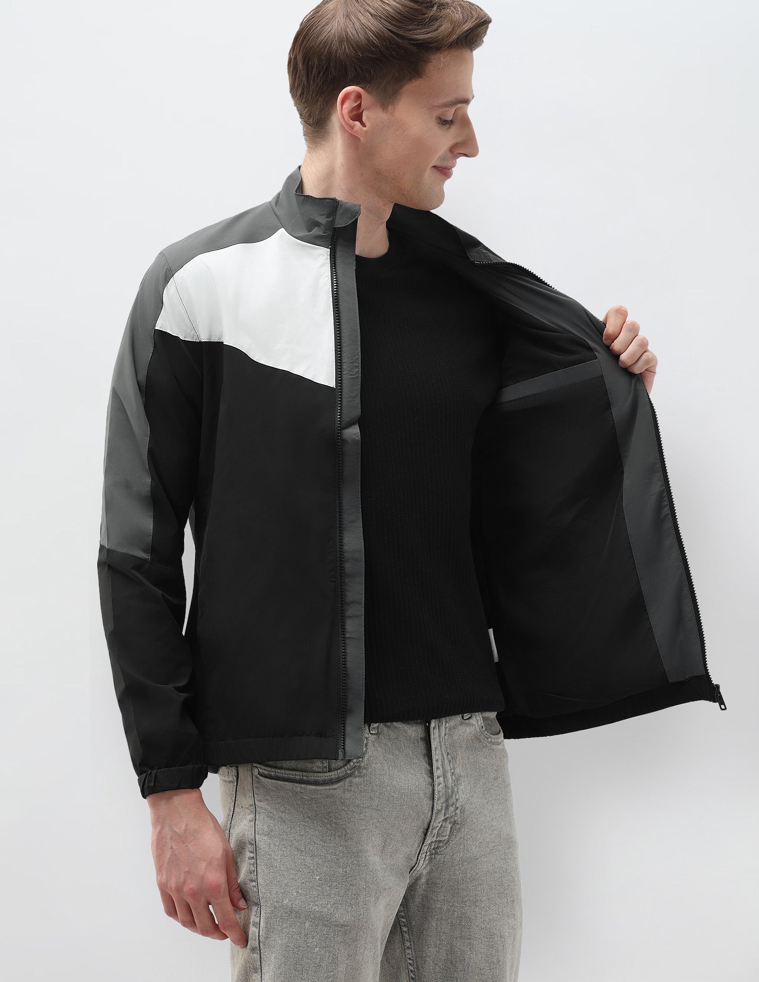 Colour Blocked Windcheater Jacket Black - U.S. POLO ASSN. | Large