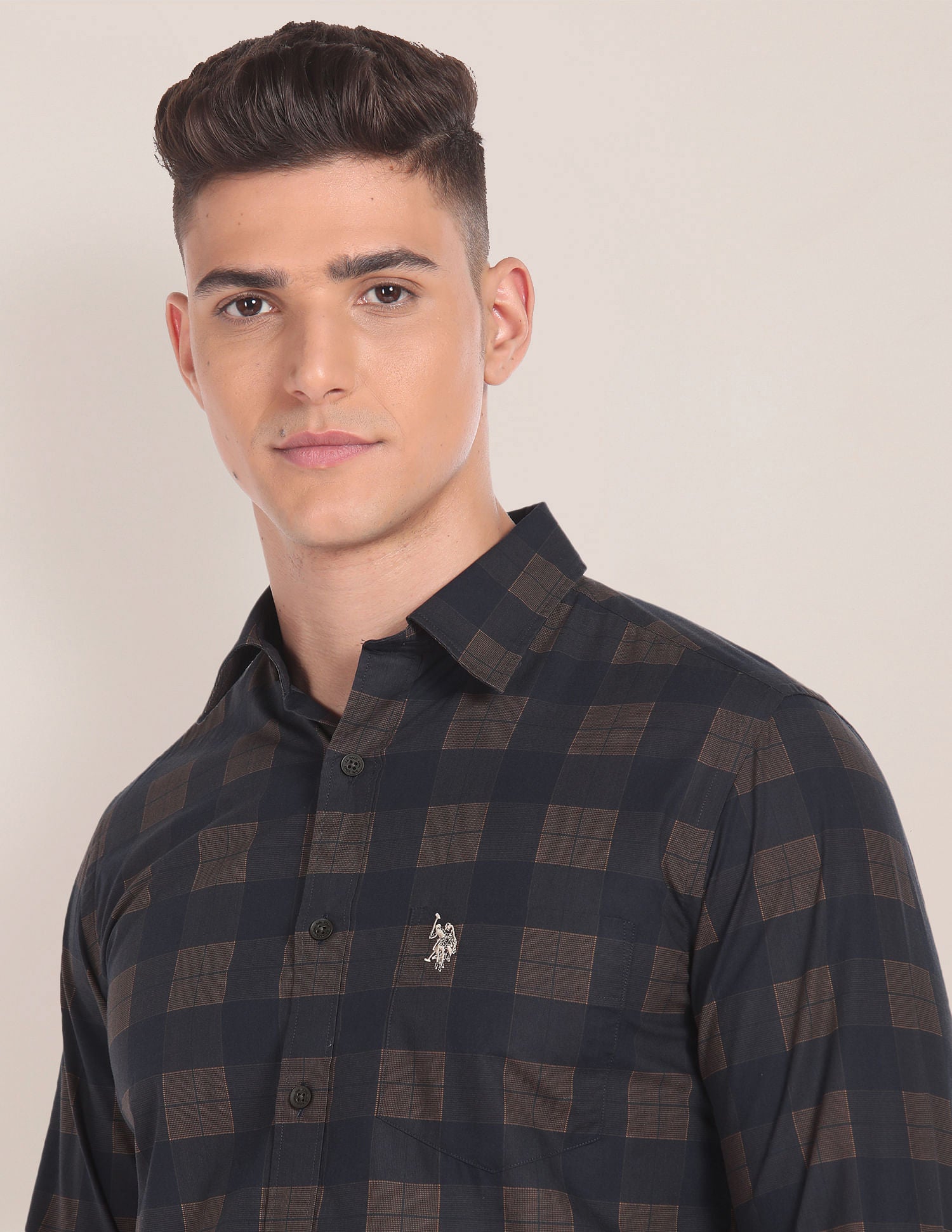 Tartan Check Cotton Shirt Black - U.S. Polo Assn. India | Large