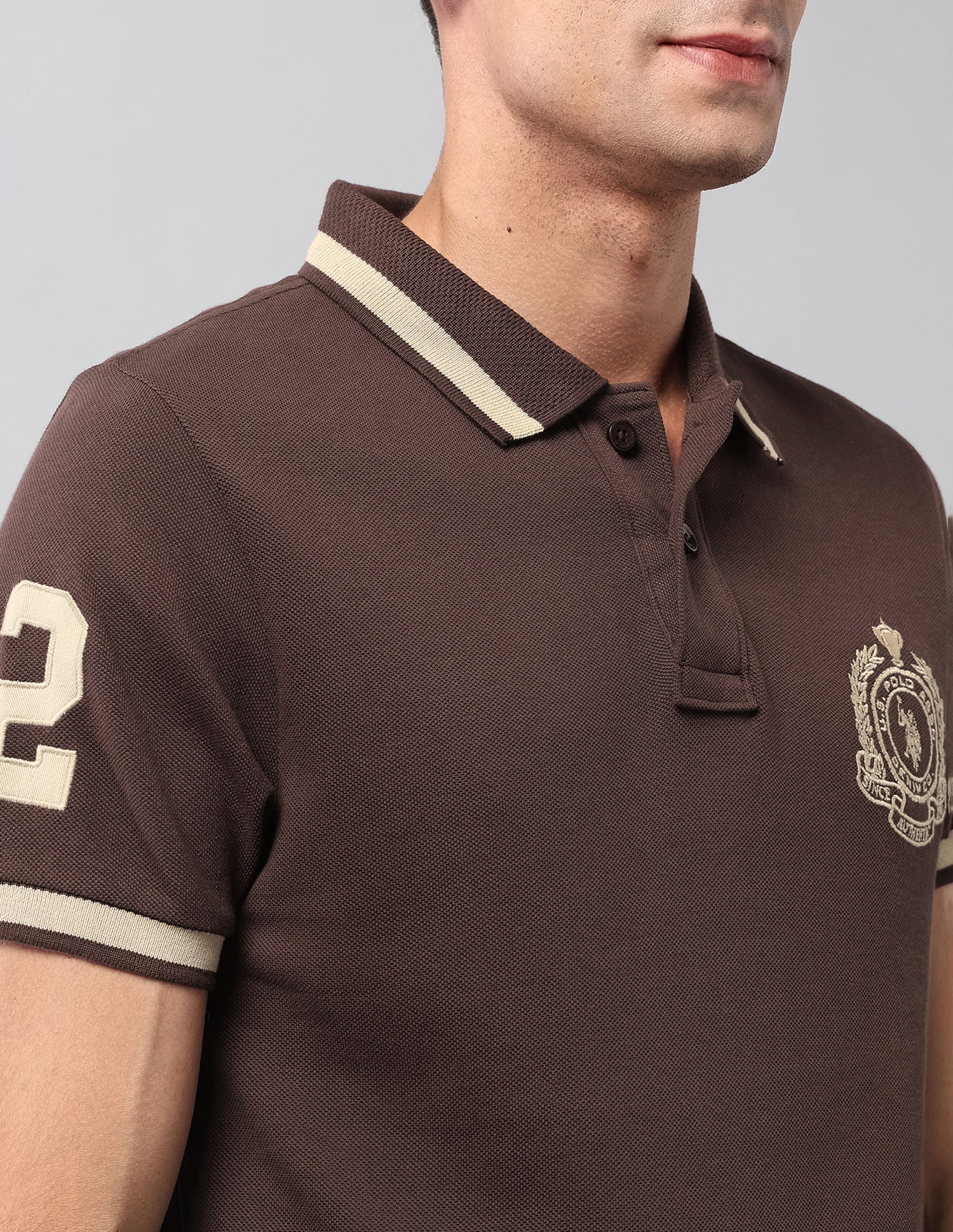 Pure Cotton Muscle Fit Polo Shirt Dark Brown - U.S. Polo Assn. India | Large