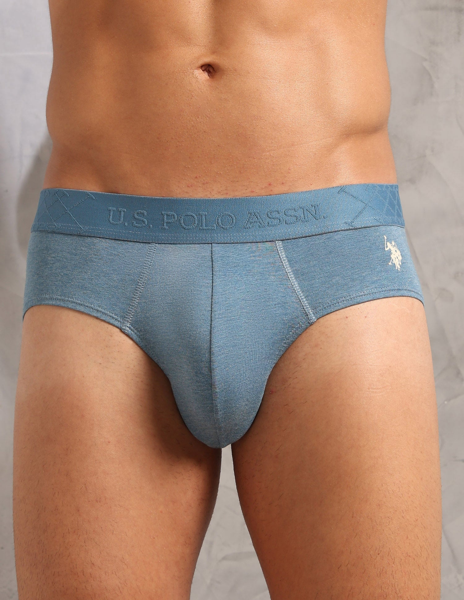 Breathable Bamboo Cotton PB006 Briefs - Pack Of 1 Blue Melange - U.S. POLO ASSN. | Large