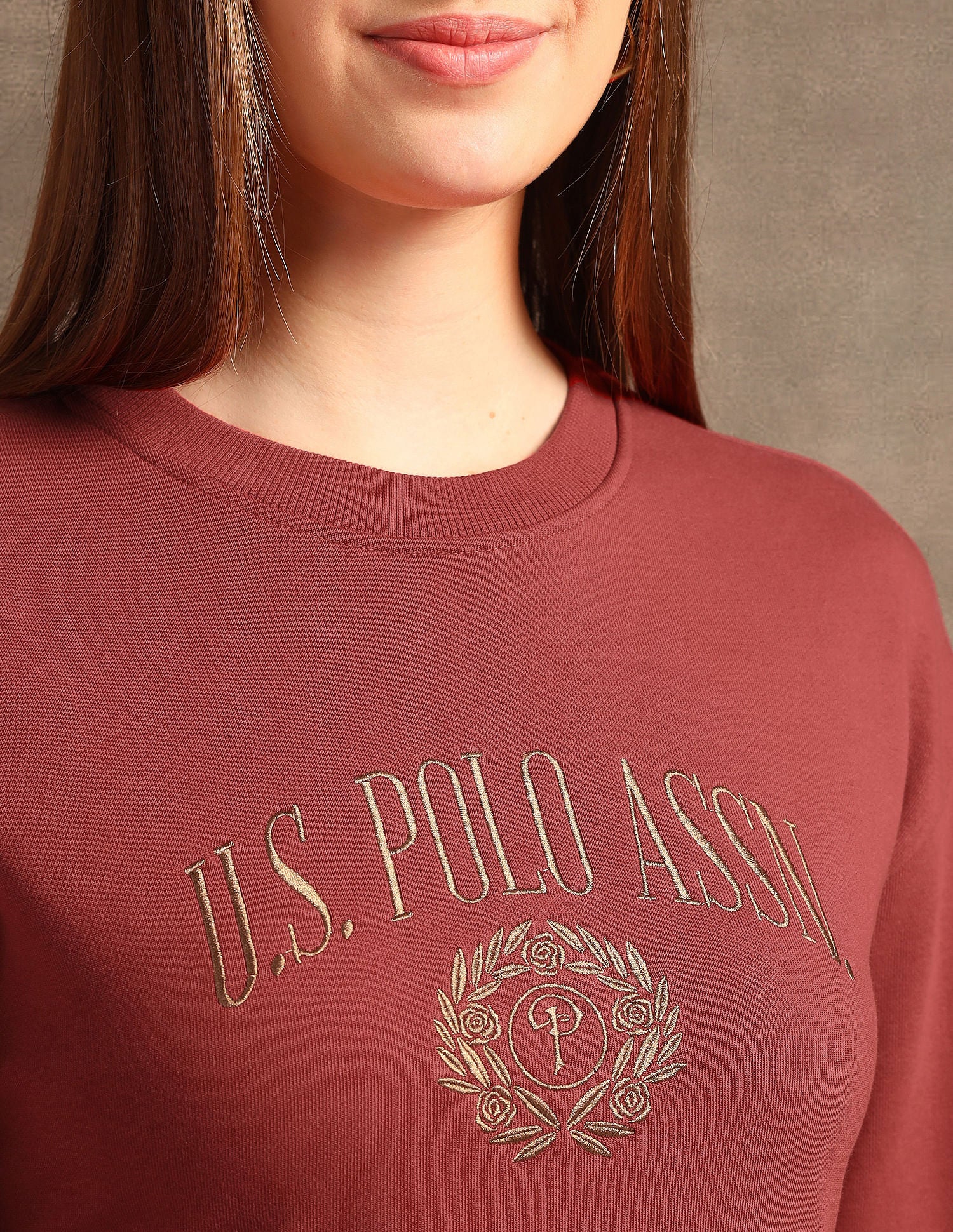 Drop Shoulder Regular Fit Sweatshirt Rust - U.S. POLO ASSN. | Large