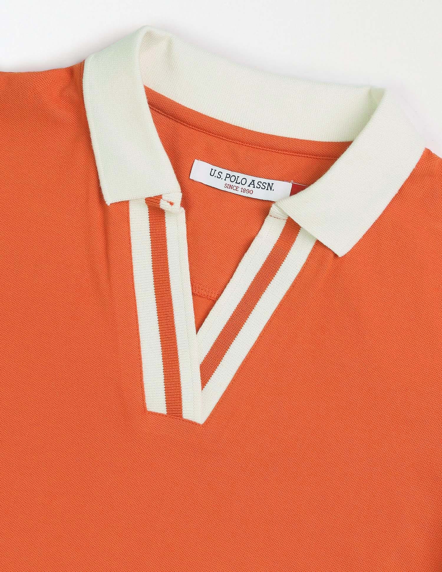 Regular Fit Solid Polo Shirt Dark Orange - U.S. Polo Assn. India | Large
