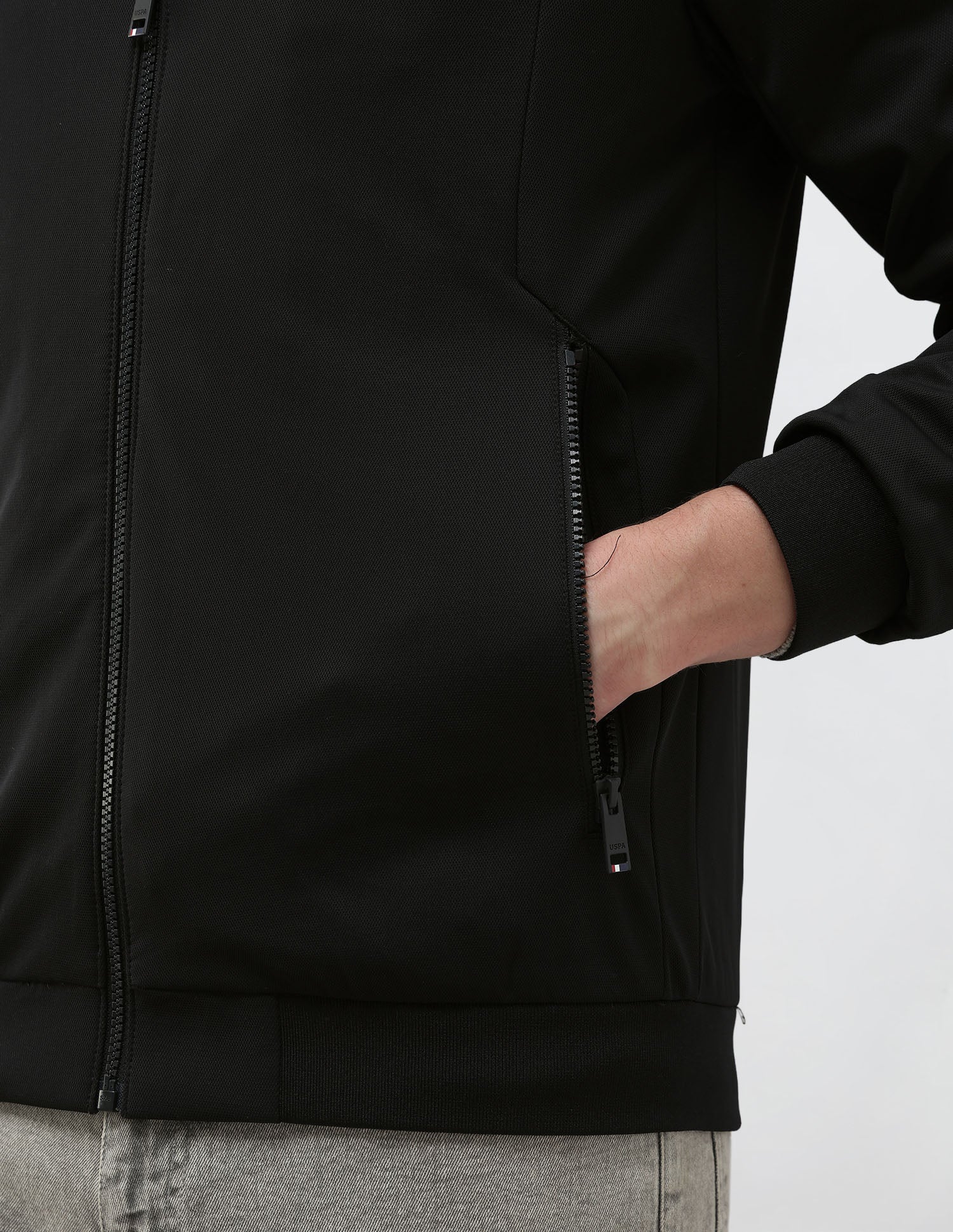Mock Collar Solid Jacket Black - U.S. Polo Assn. India | Large