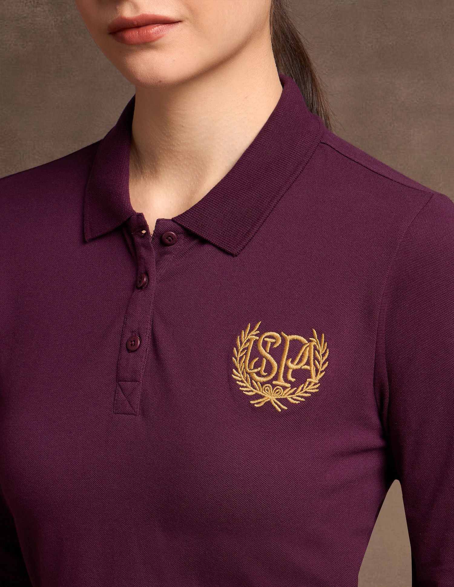 Crest Logo Long Sleeve Polo Shirt Purple - U.S. POLO ASSN. | Large