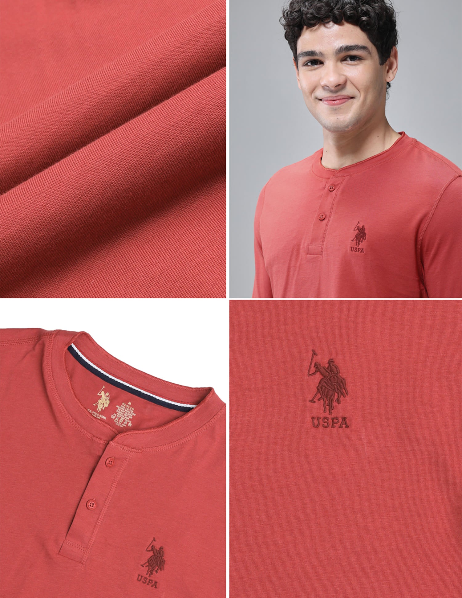 Henley Neck Solid I694 Lounge T-Shirt - Pack Of 1 Cinnabar - U.S. Polo Assn. India | Large