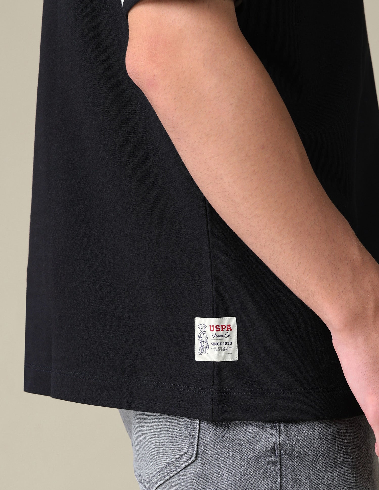 Relaxed Fit Solid T-Shirt Black - U.S. Polo Assn. India | Large
