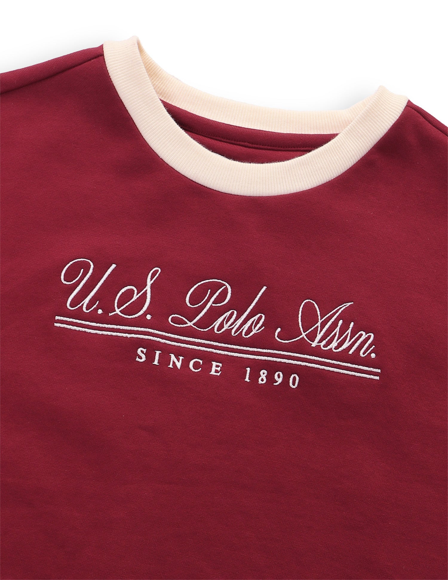Typographic Brand Printed Regular Fit Sweatshirt Dark Red - U.S. Polo Assn. India | Large