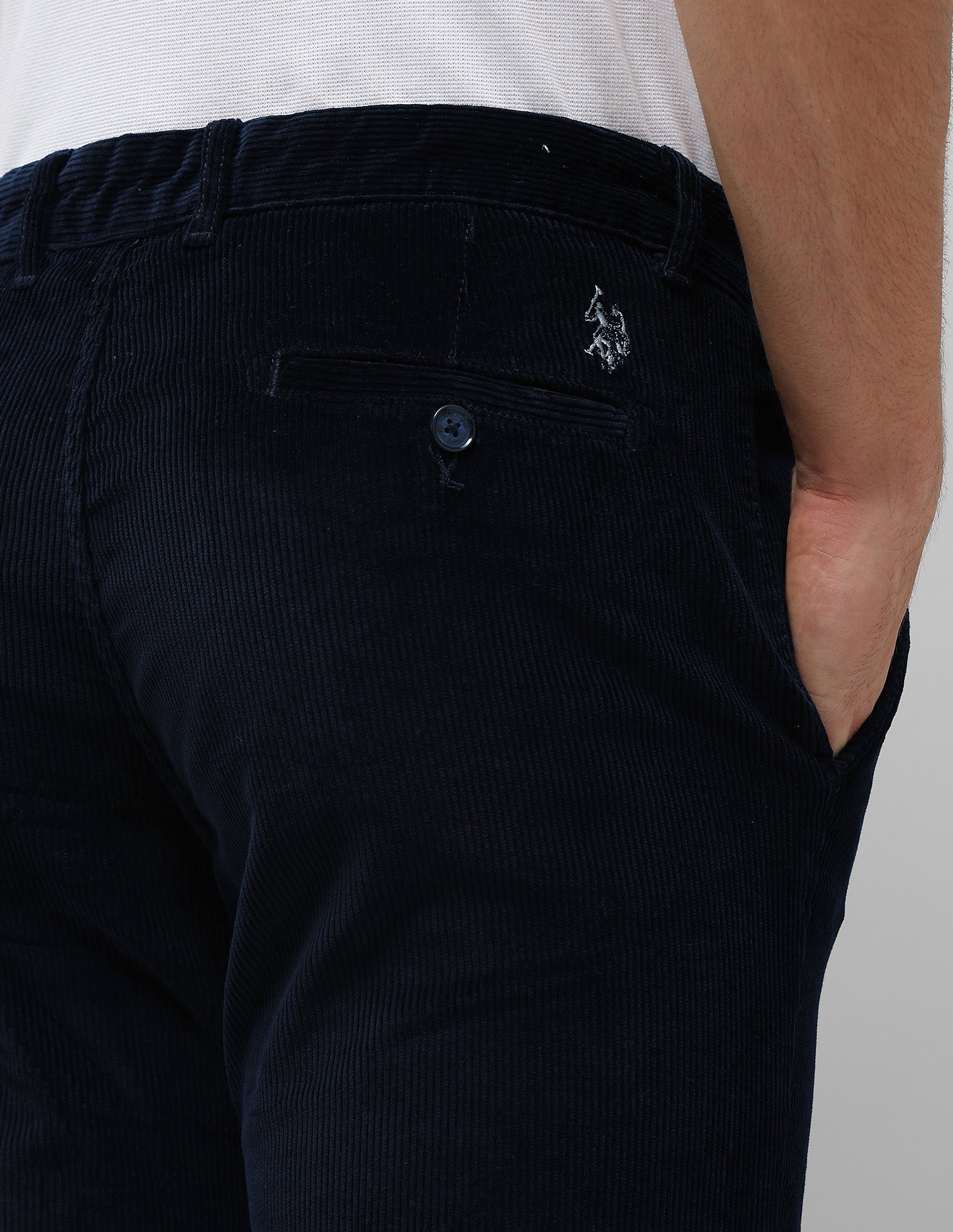 Denver Slim Fit Corduroy Trousers Navy - U.S. POLO ASSN. | Large