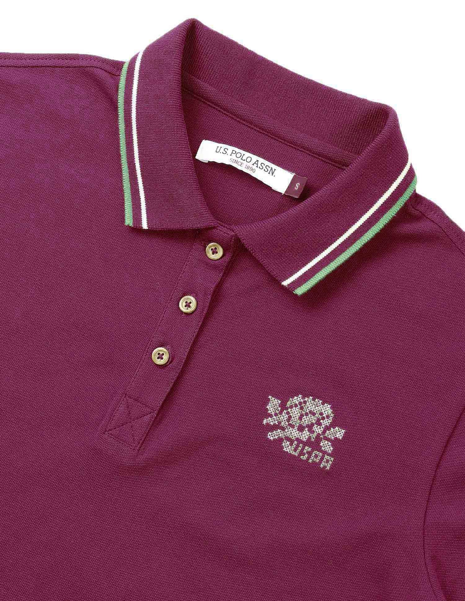 Tipped Collar Regular Fit Polo Shirt Wine - U.S. Polo Assn. India | Large
