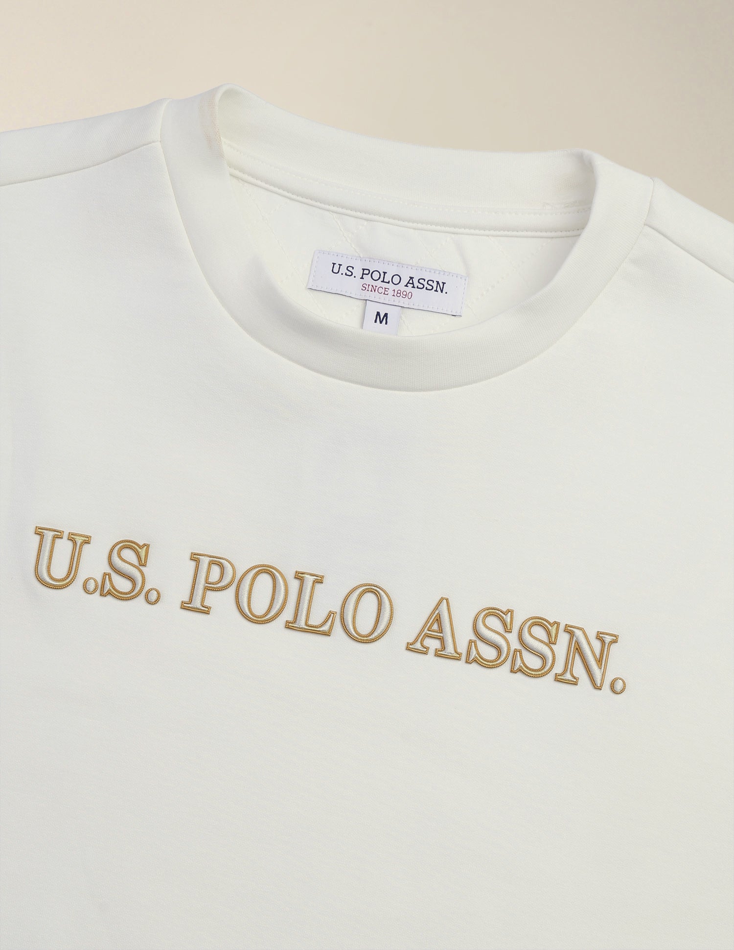 Brand Applique Slim Fit Sweatshirt Off White - U.S. Polo Assn. India | Large