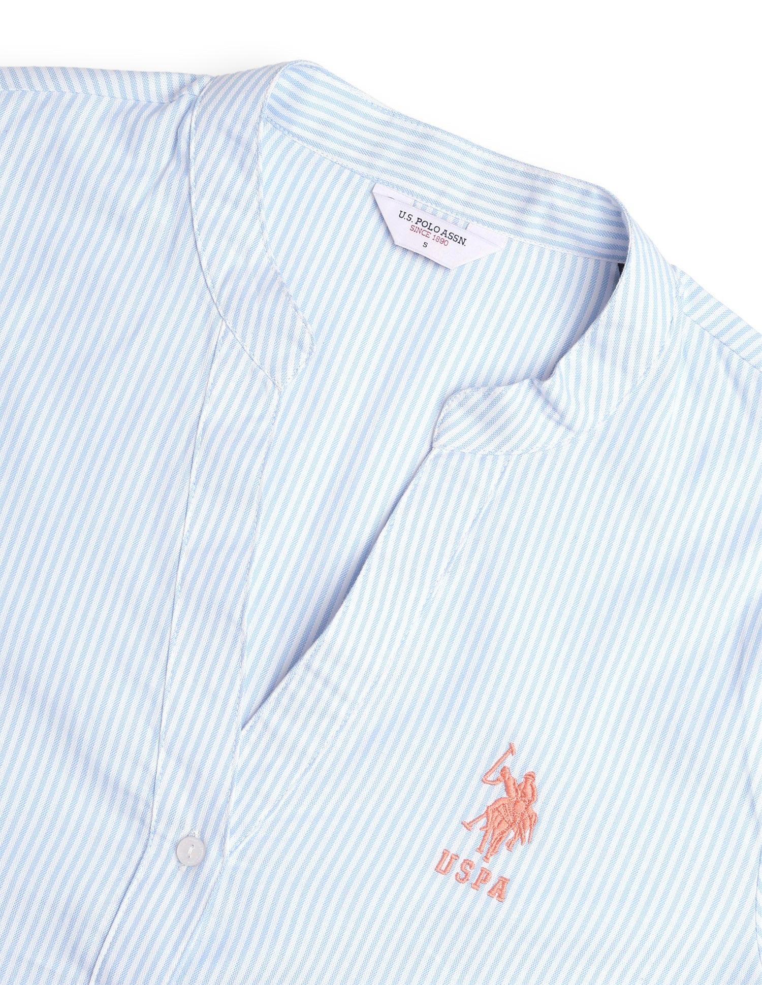 Vertical Striped Boxy Fit Shirt Light Blue - U.S. Polo Assn. India | Large