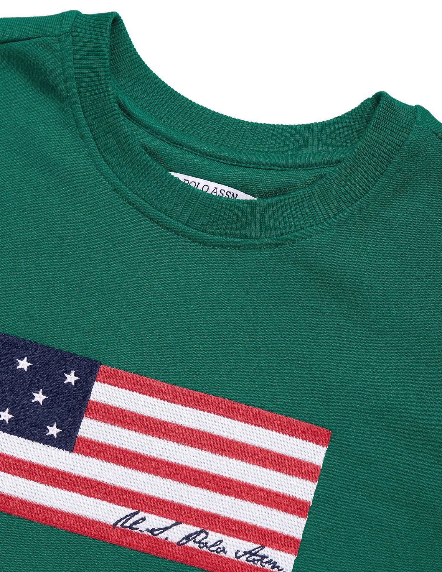 Brand Print Drop Shoulder Sweatshirt Green - U.S. POLO ASSN. | Large